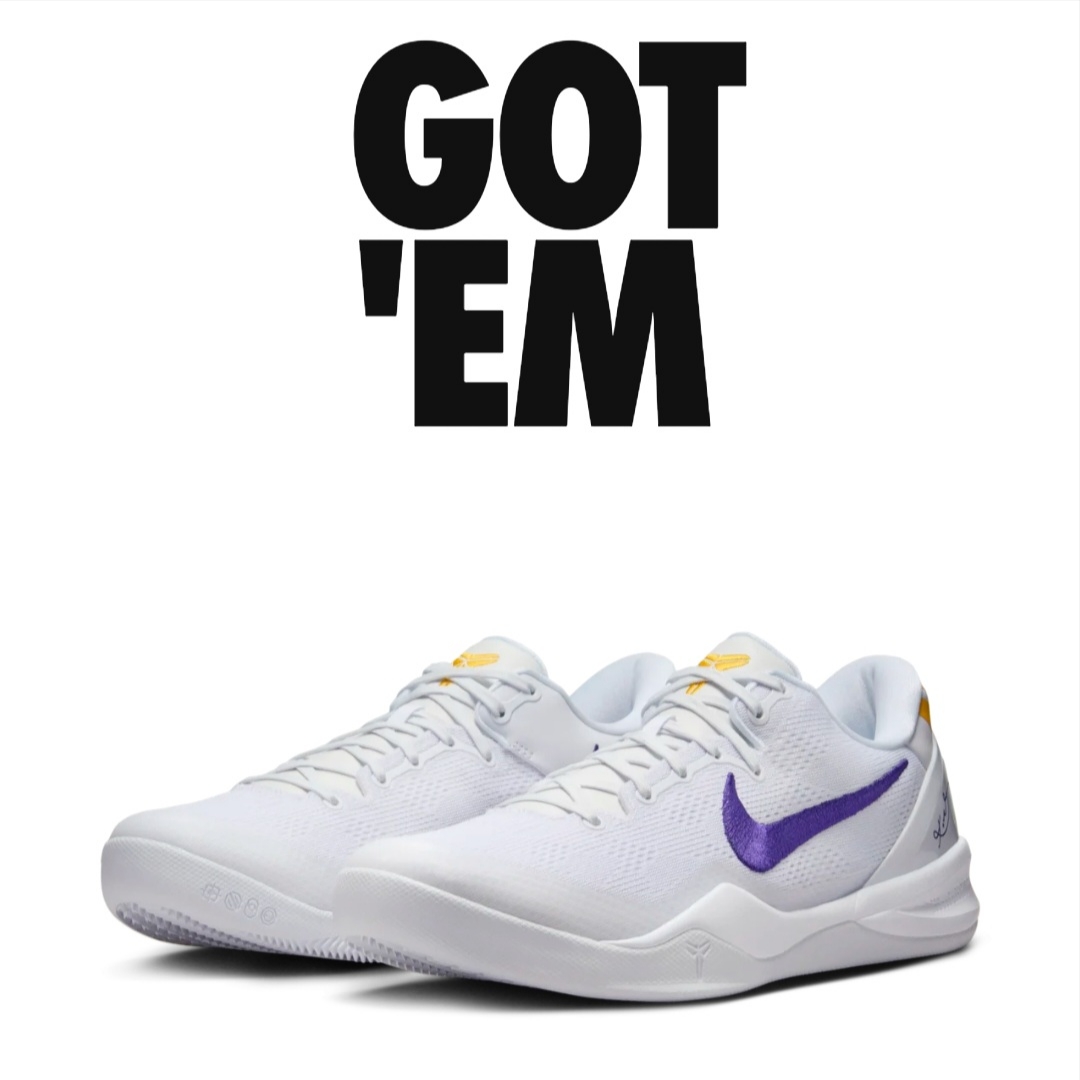 Nike Kobe 8 Protro White and Court Purple, Nike Kobe 8 Protro Black and University Gold 착용 스타일 - 1