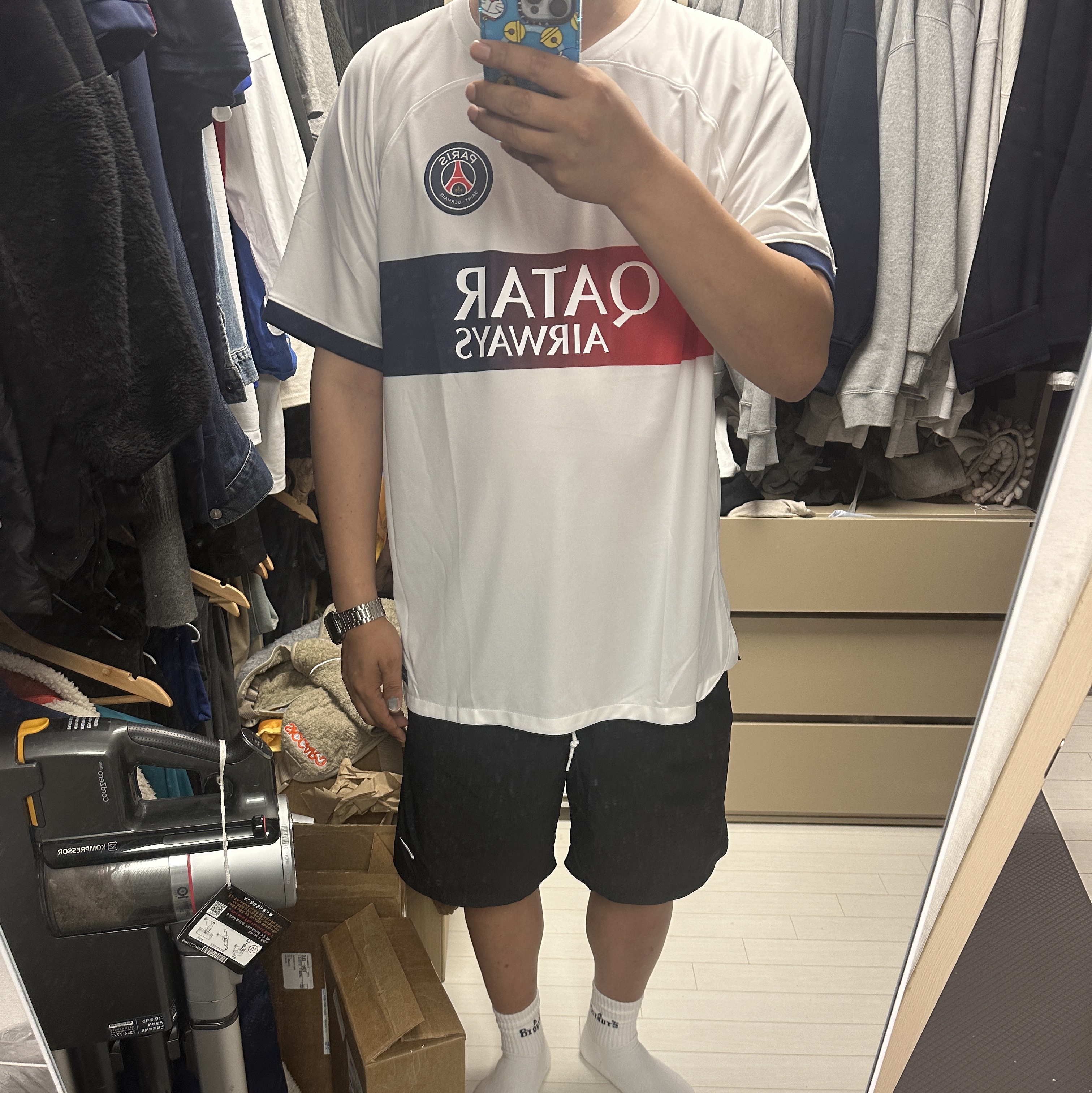 Nike Paris Saint-Germain 2023/24 Dri-Fit Stadium Away Jersey White Midnight Navy (Non Marking Ver.) 착용 스타일