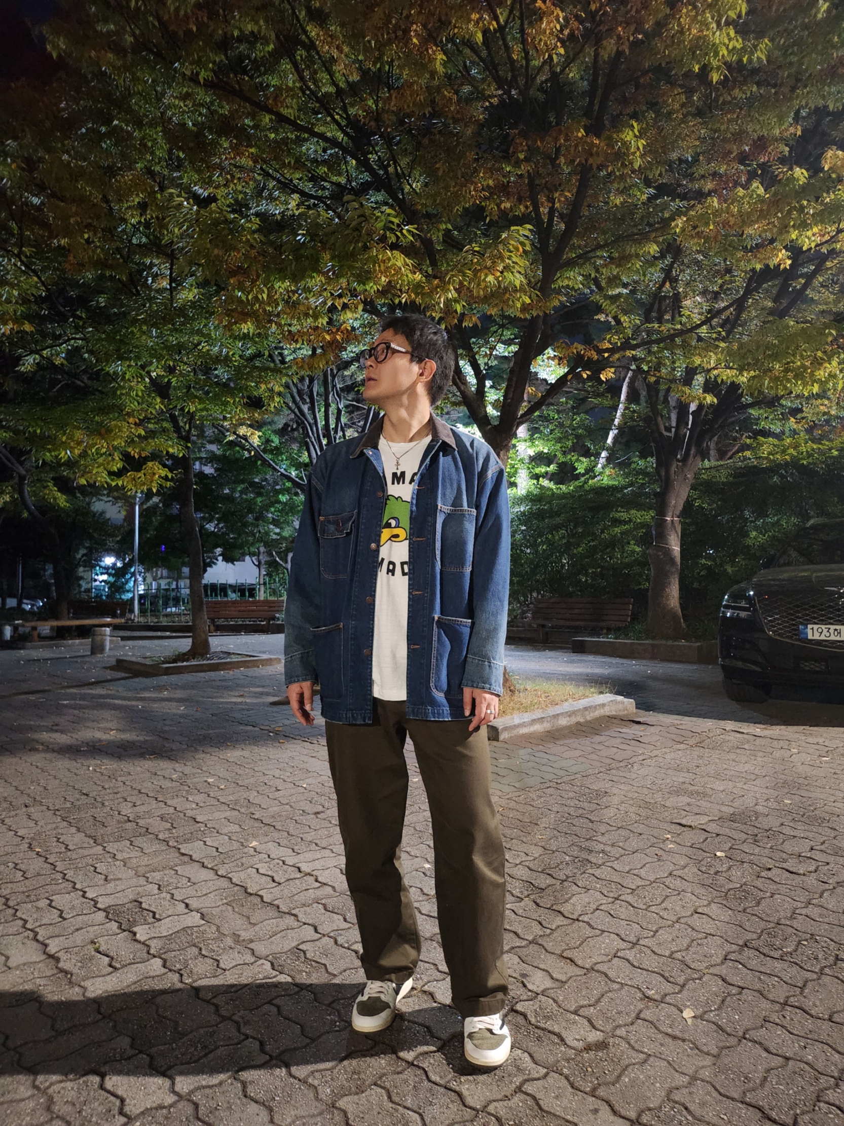 Human Made Graphic T-Shirt #12 White, Jordan 1 x Travis Scott Retro Low OG SP Reverse Olive 착용 스타일