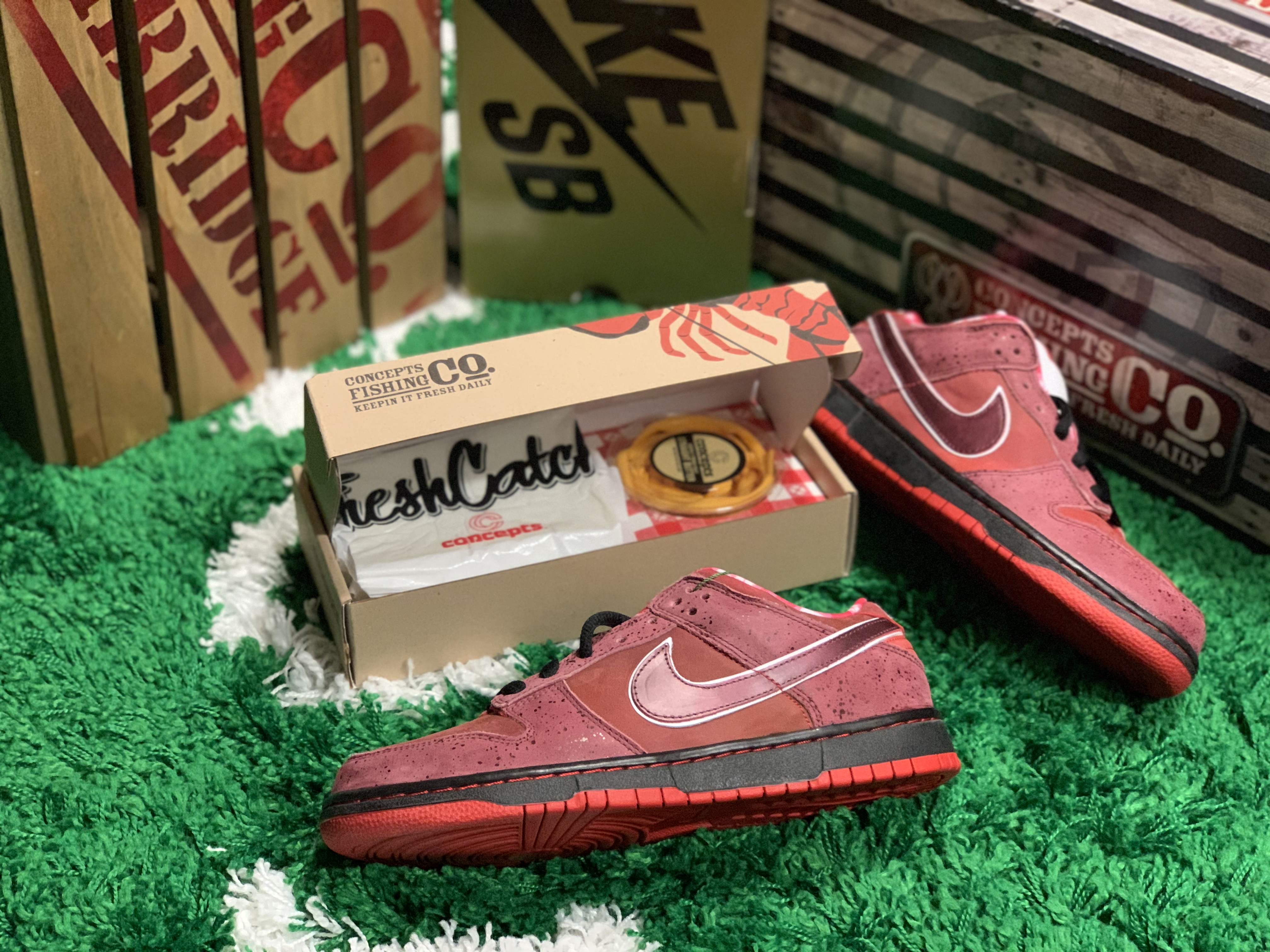 Nike x Concepts Dunk Low Premium SB Red Lobster (Special Box) 착용 스타일 - 1