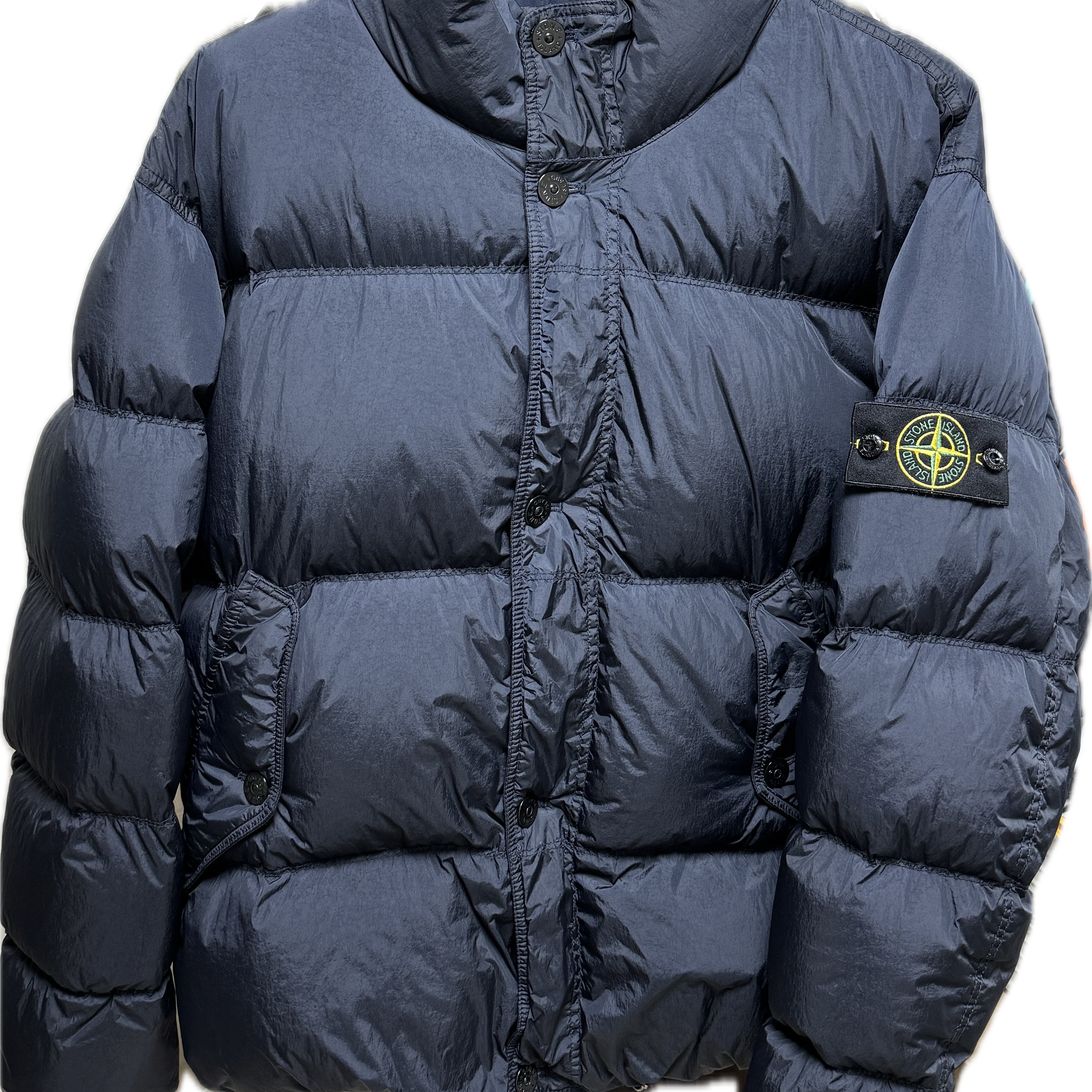 Stone Island 40123 Garment Dyed Crinkle Reps R-NY Down Jacket Navy Blue - 24FW 착용 스타일 - 1