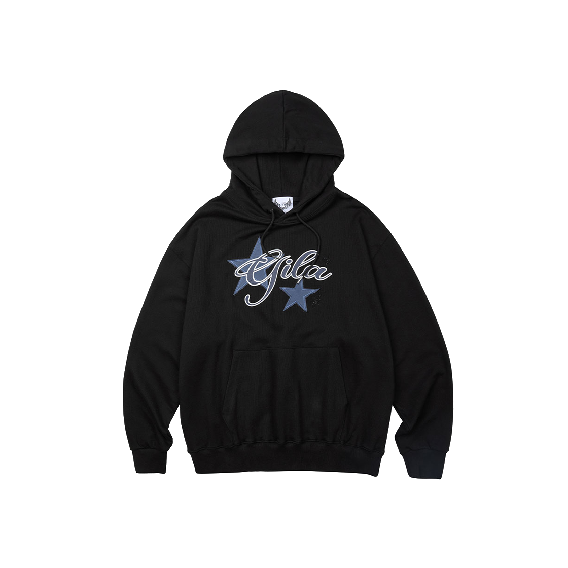 길라 아카이브 레터링 로고 후디 블랙