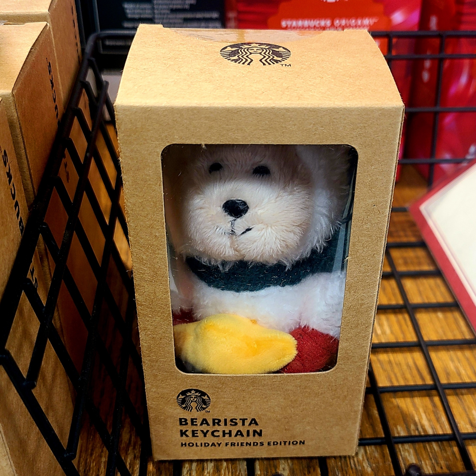 Starbucks Holiday Friends Bearista Plush Doll, Starbucks Holiday Friends Bearista KeyChain 착용 스타일 - 4