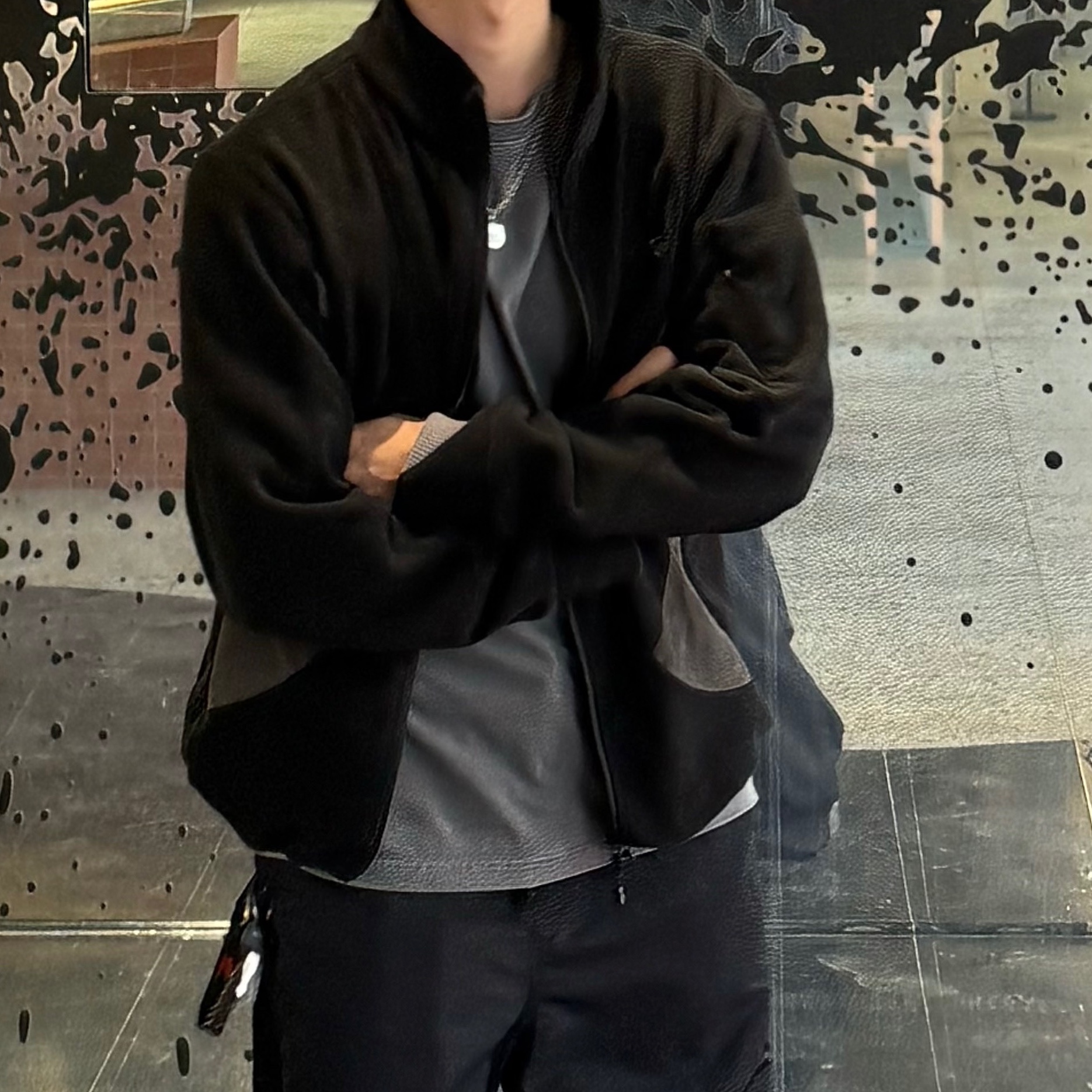 Sansan Gear Fleece Jacket Black, Salomon ACS Pro Black 착용 스타일 - 3