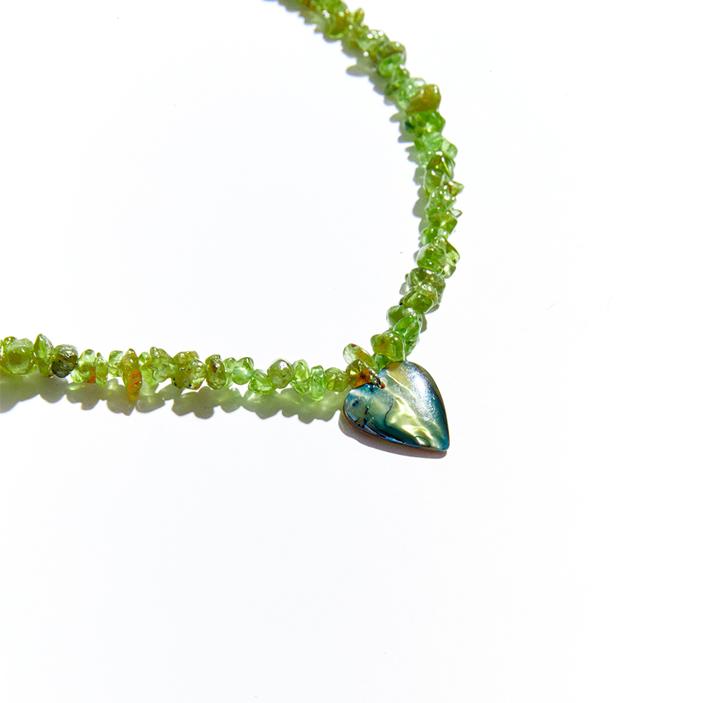 니로 세렌디피티 하트 마더 오브 펄 페리도트 네크리스(NiRO.SERENDiPiTY Heart Mother Of Pearl Peridot Necklace #75) - 2