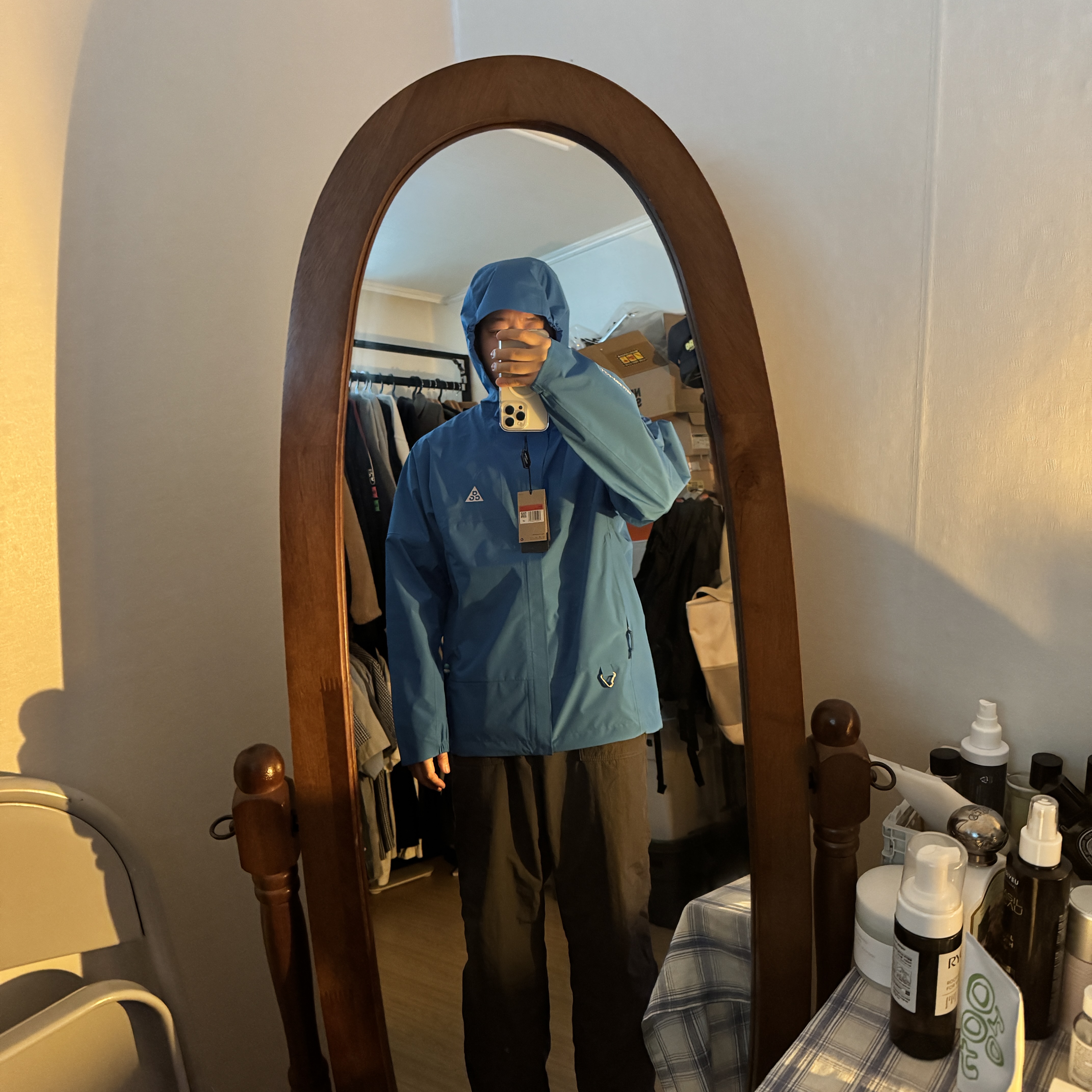 Nike ACG Storm-Fit ADV Cascade Rains Full Zip Jacket Light Photo Blue Summit White - Asia 착용 스타일