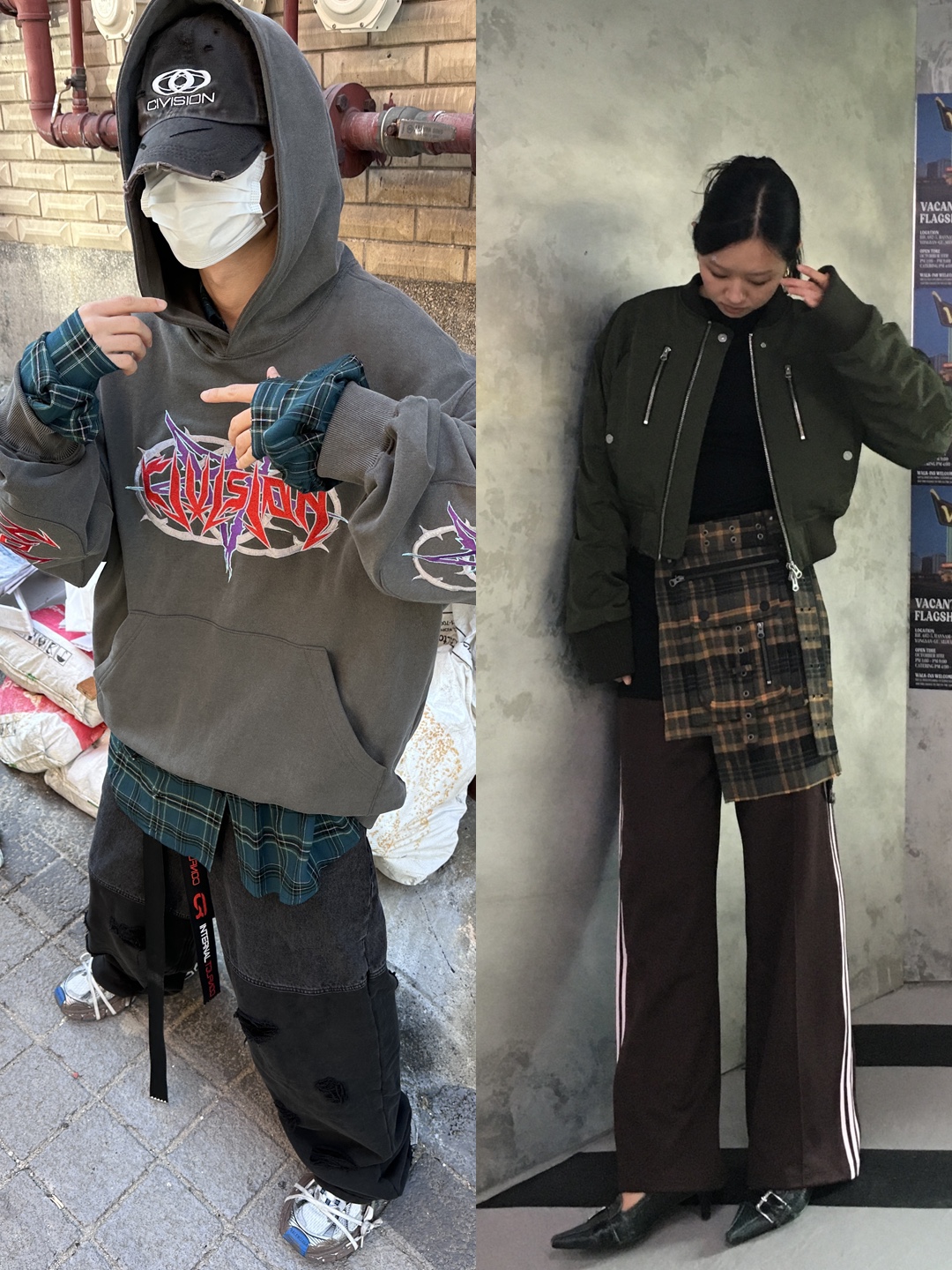 Project G/R 3 Layered Pants Blue, Project G/R x MFM333. Layered Skirt Camo Cargo Shorts Multi Camo 착용 스타일 - 3