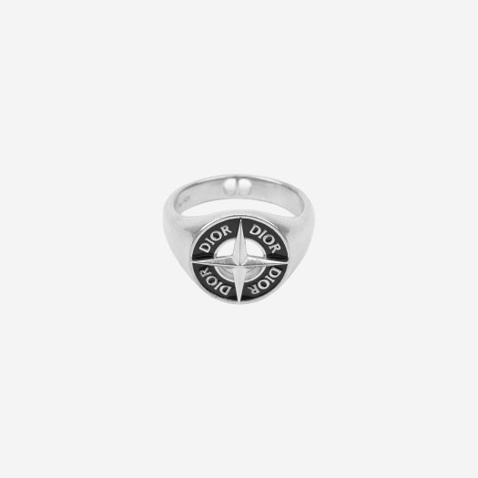Dior x Stone Island Signet Ring and Black Resin Silver