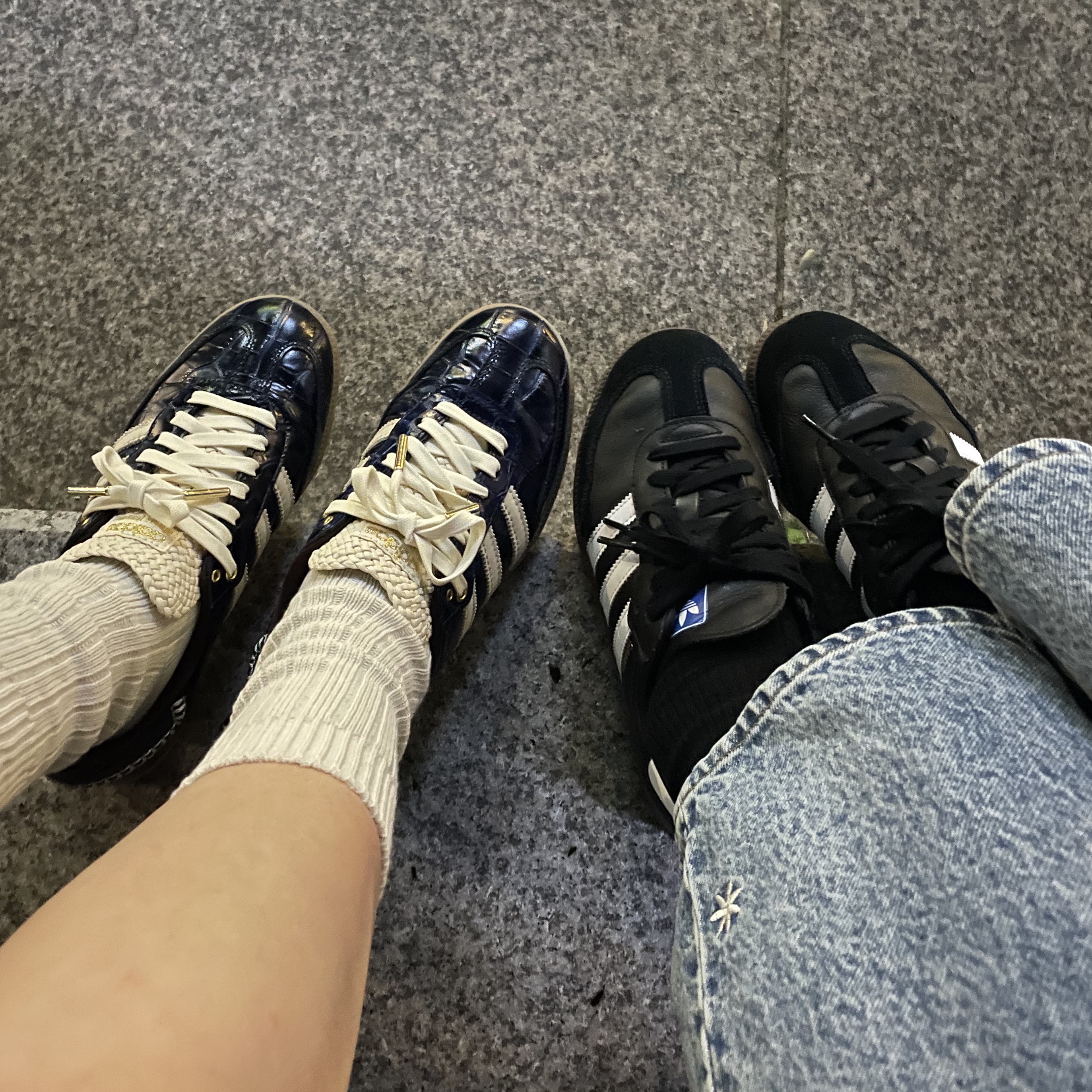 Adidas x Wales Bonner Samba Collegiate Navy Wonder White 착용 스타일