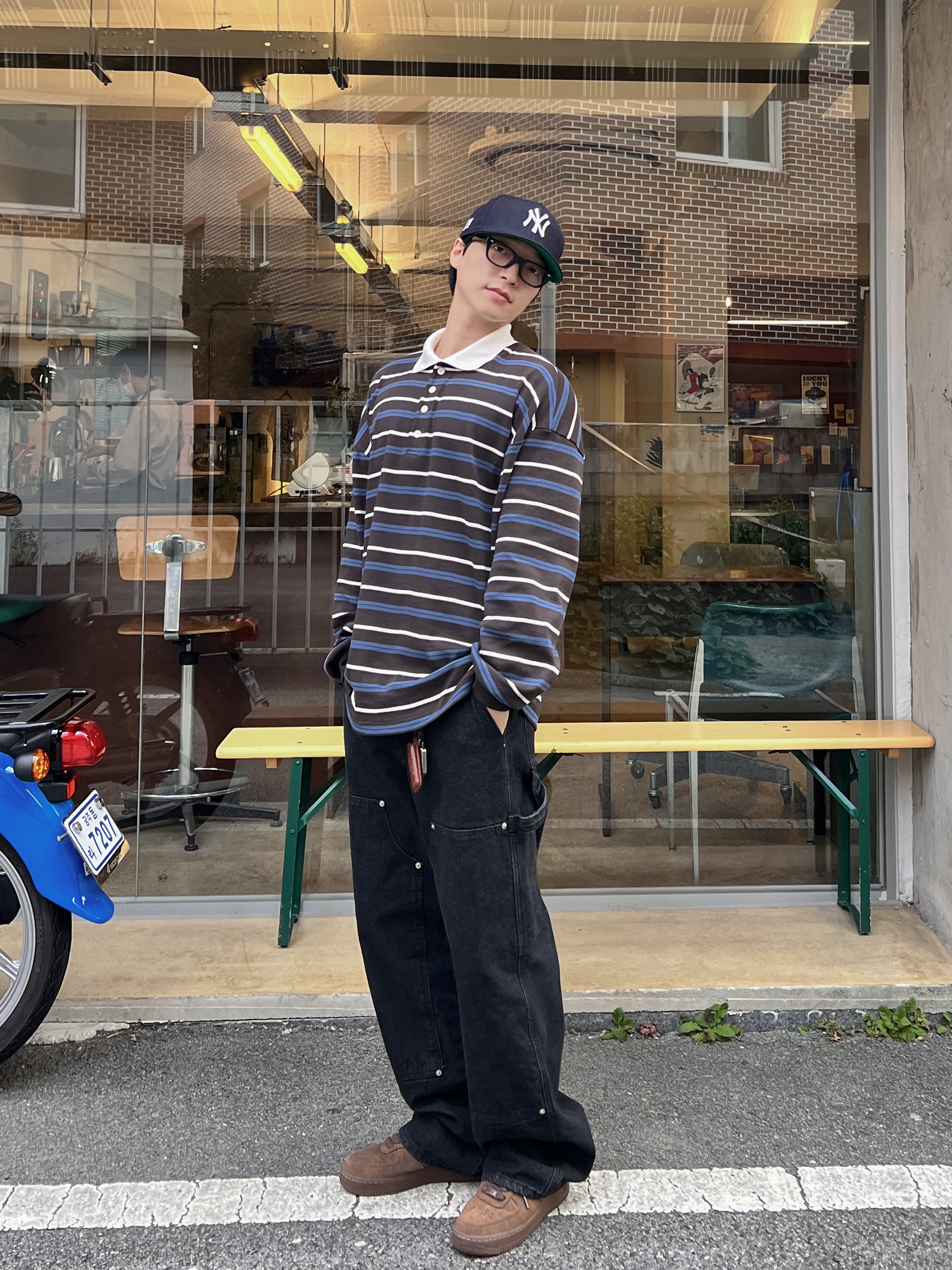 (W) Nike Air Force 1 '07 Cacao Wow, Thisisneverthat x New Era x MLB New York Yankees 59Fifty Classic Navy 착용 스타일 - 4