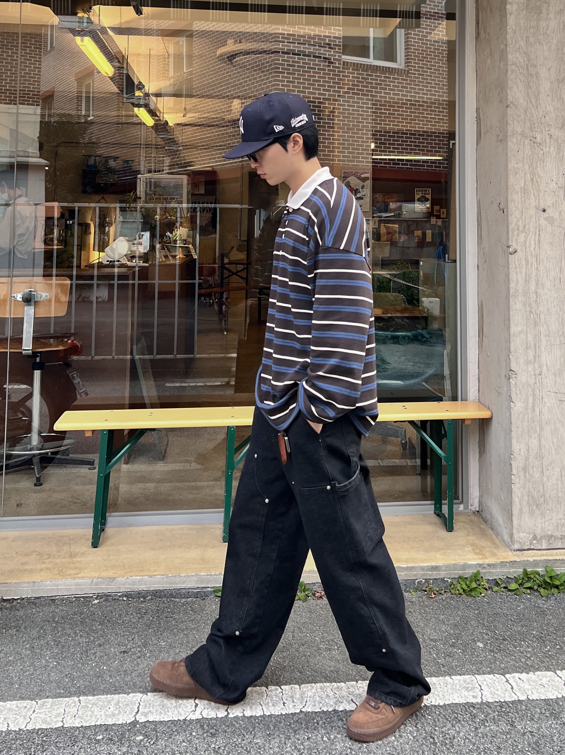 (W) Nike Air Force 1 '07 Cacao Wow, Thisisneverthat x New Era x MLB New York Yankees 59Fifty Classic Navy 착용 스타일 - 2
