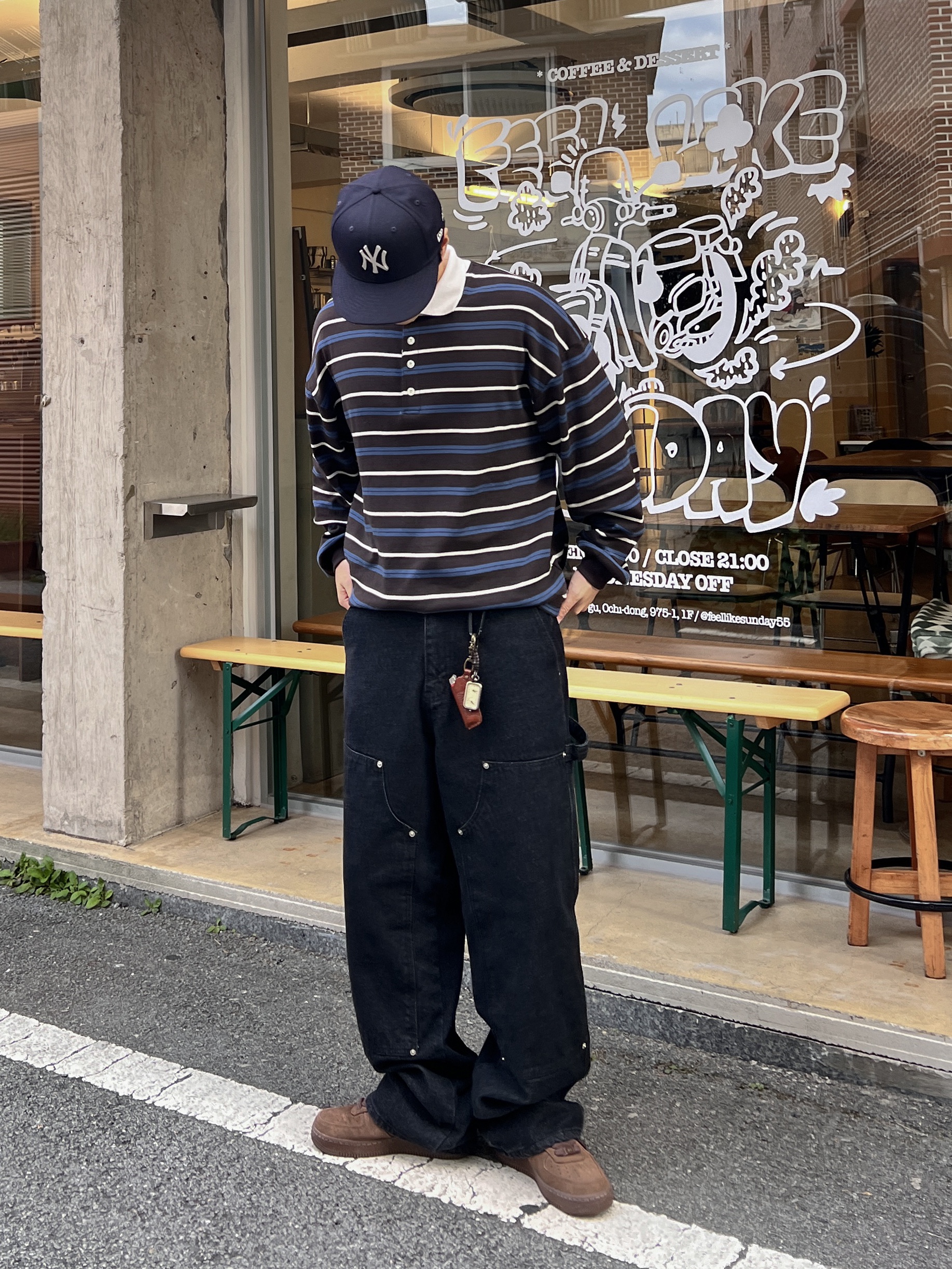 (W) Nike Air Force 1 '07 Cacao Wow, Thisisneverthat x New Era x MLB New York Yankees 59Fifty Classic Navy 착용 스타일 - 1