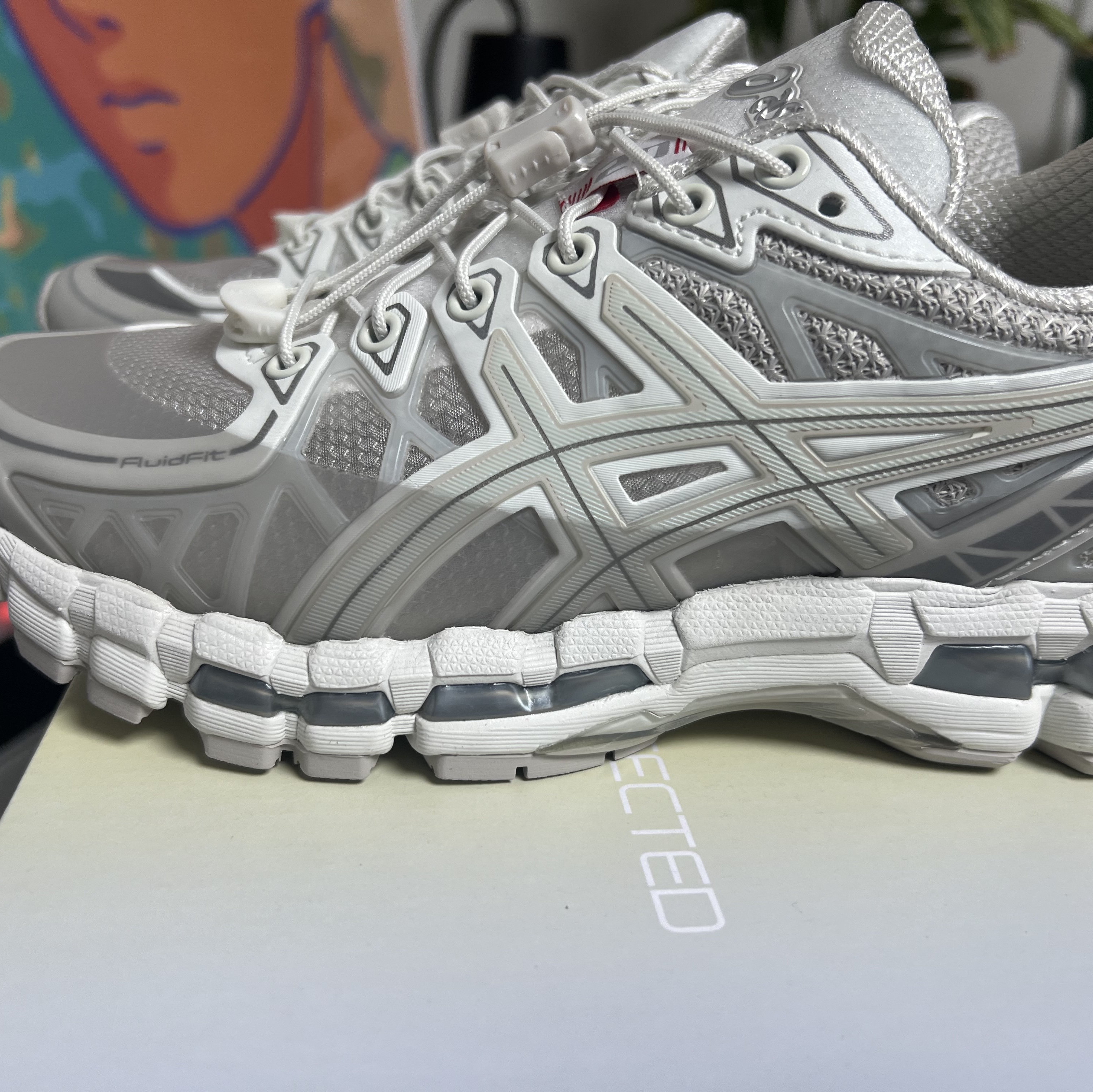 Asics x Unaffected Gel-Kayano 20 Cream Lake Grey 착용 스타일 - 2
