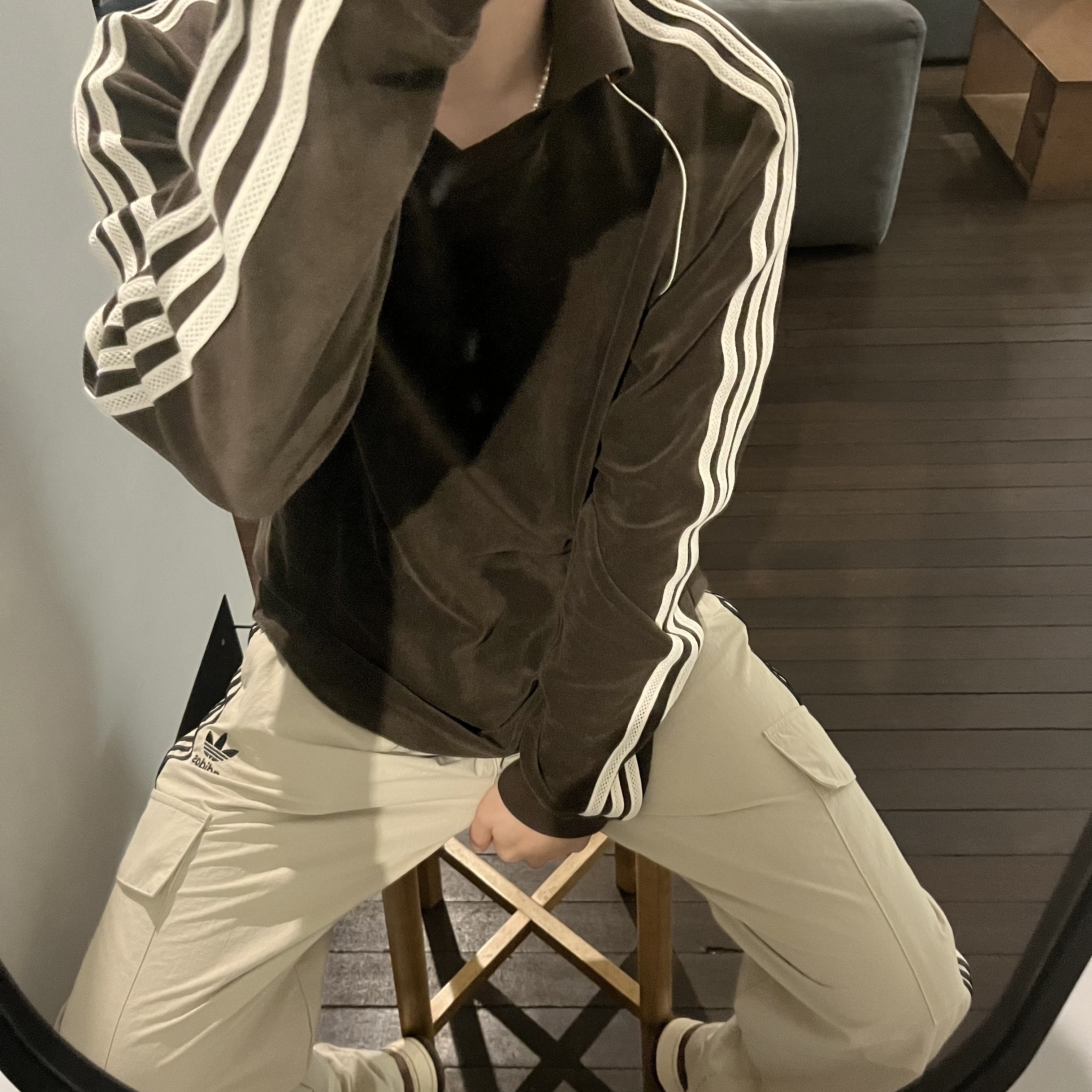 Adidas x Wales Bonner Towel Long Sleeve Dark Brown - US Sizing, Nike Air Force 1 Mid '07 QS Chocolate 착용 스타일 - 2