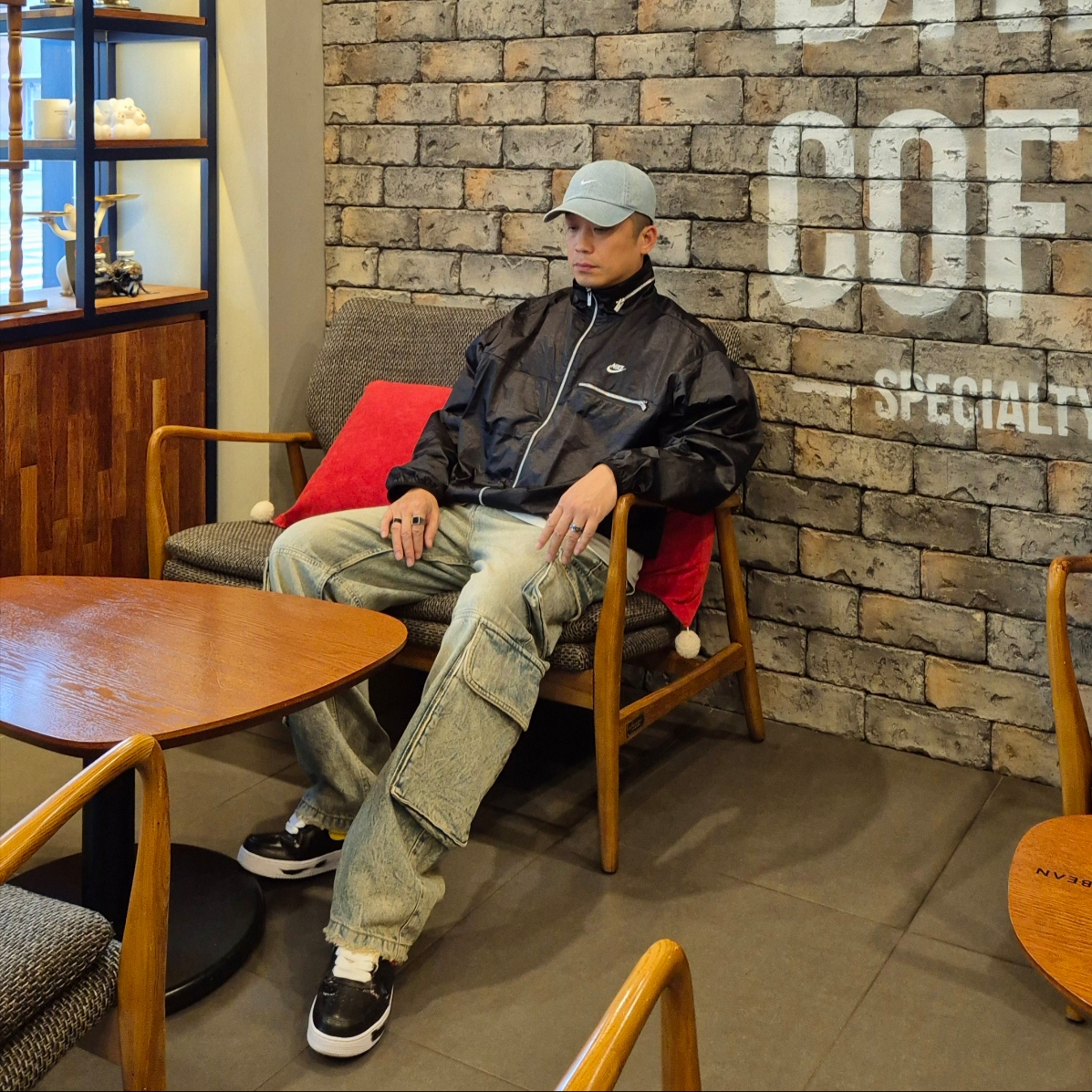 Nike x Peaceminusone Air Force 1 Low Para-Noise 3.0 Black and Multicolor, Nike NSW Circa Lined Jacket Black - Asia 착용 스타일 - 1