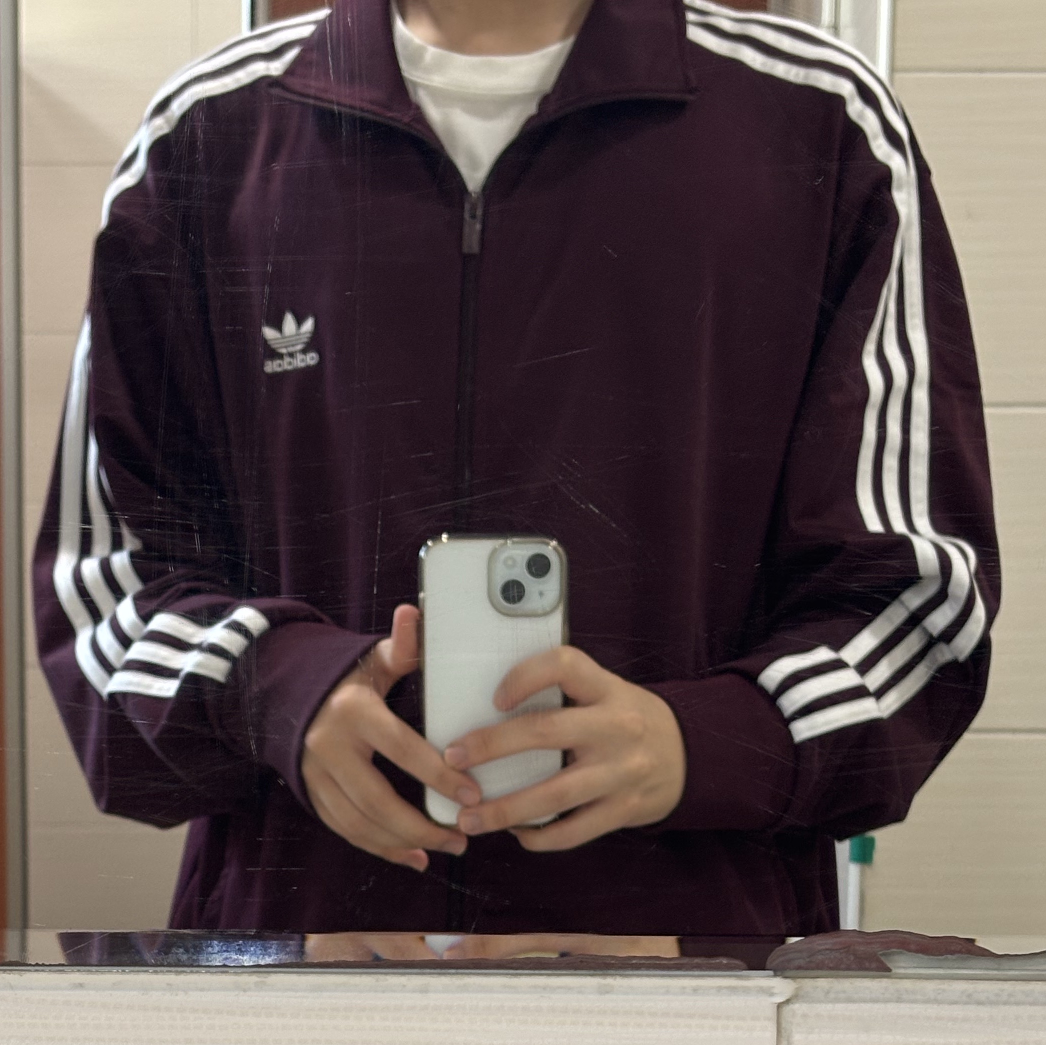 Adidas Adicolor Classic Firebird Track Top Maroon - KR Sizing 착용 스타일