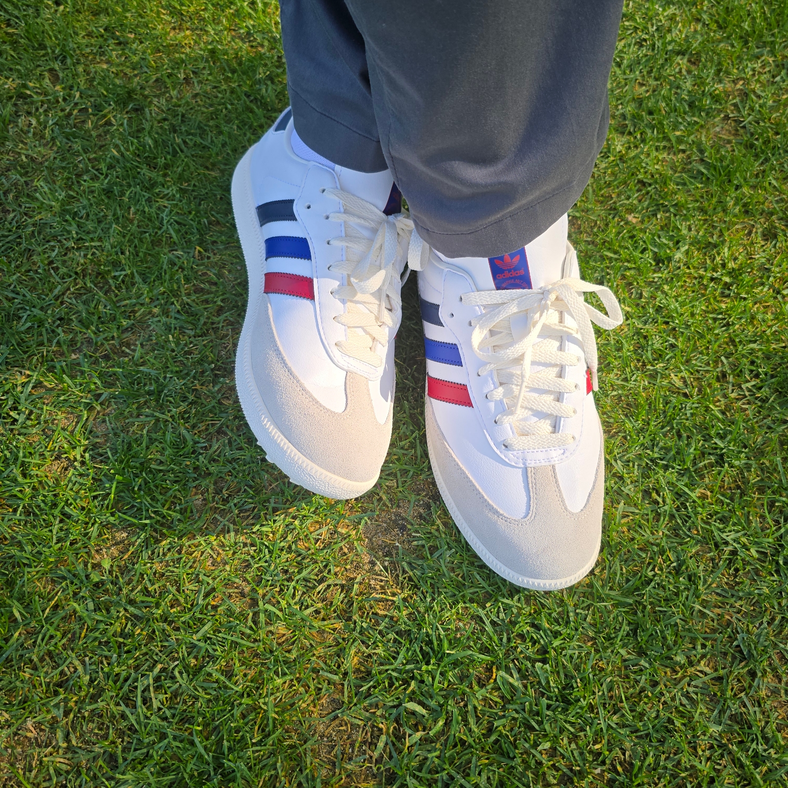 Adidas x Kith Samba Golf Red Blue Navy 착용 스타일