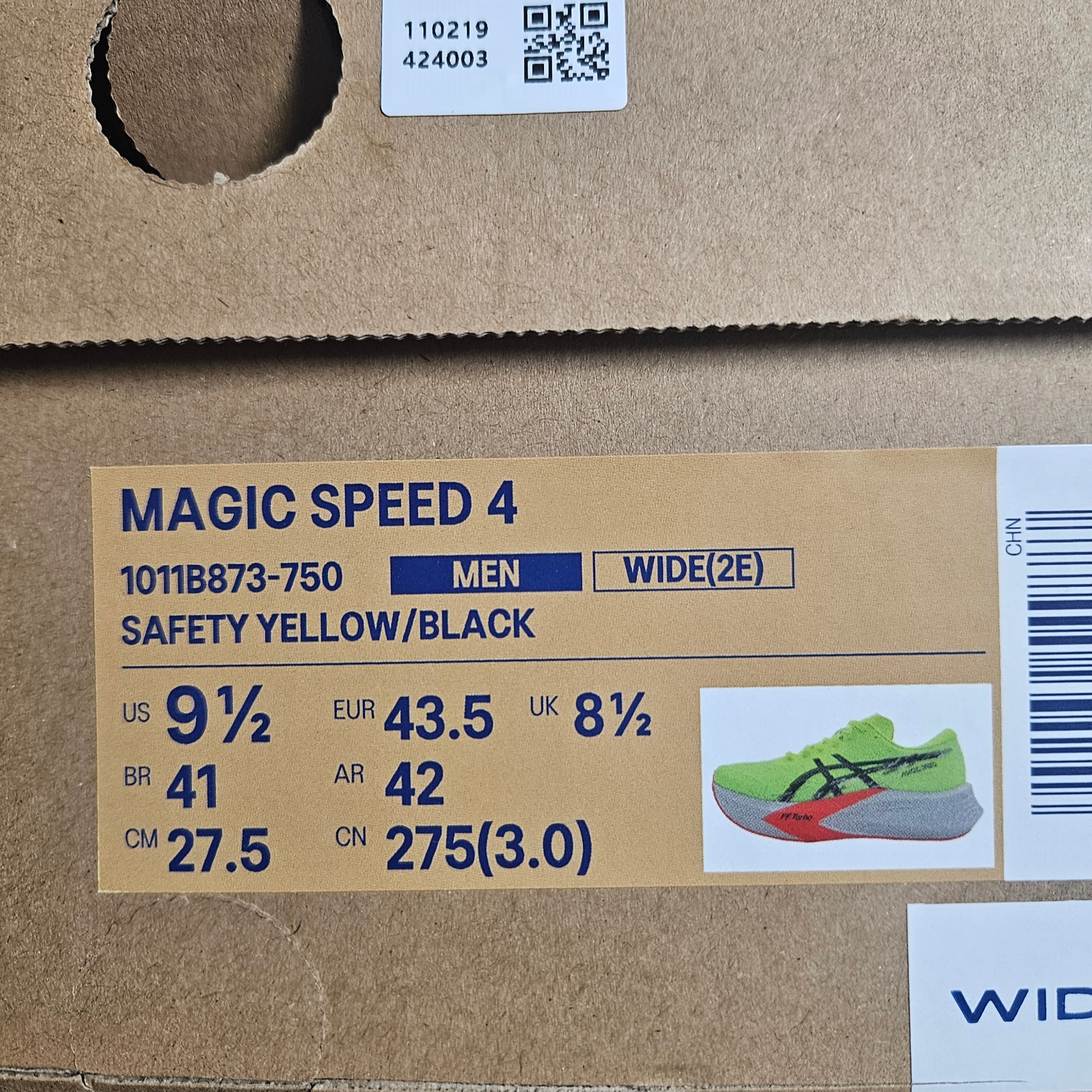 Asics Magic Speed 4 Safety Yellow Black - 2E Wide 착용 스타일 - 1