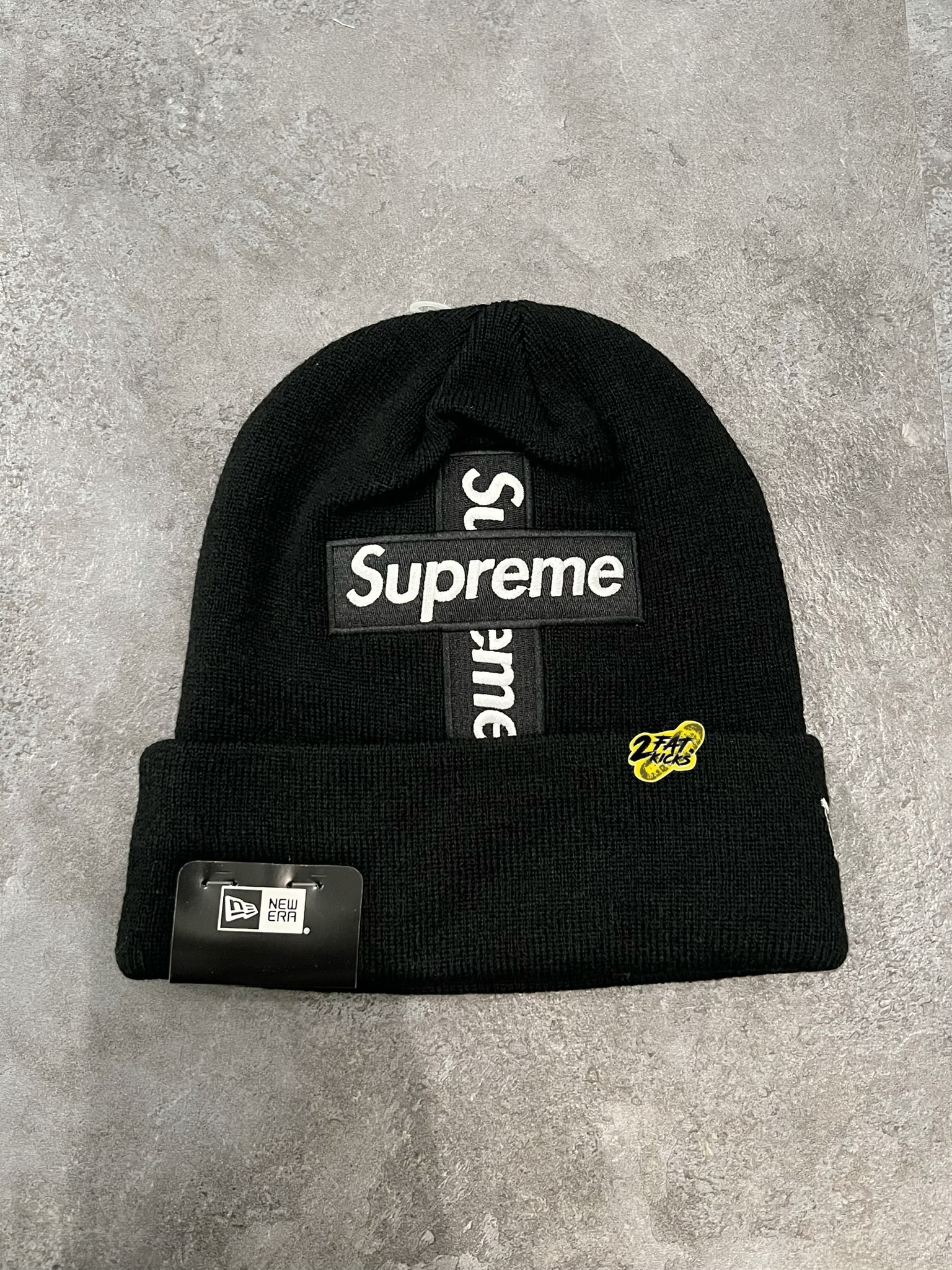 Supreme New Era Cross Box Logo Beanie Navy - 20FW 착용 스타일 - 1