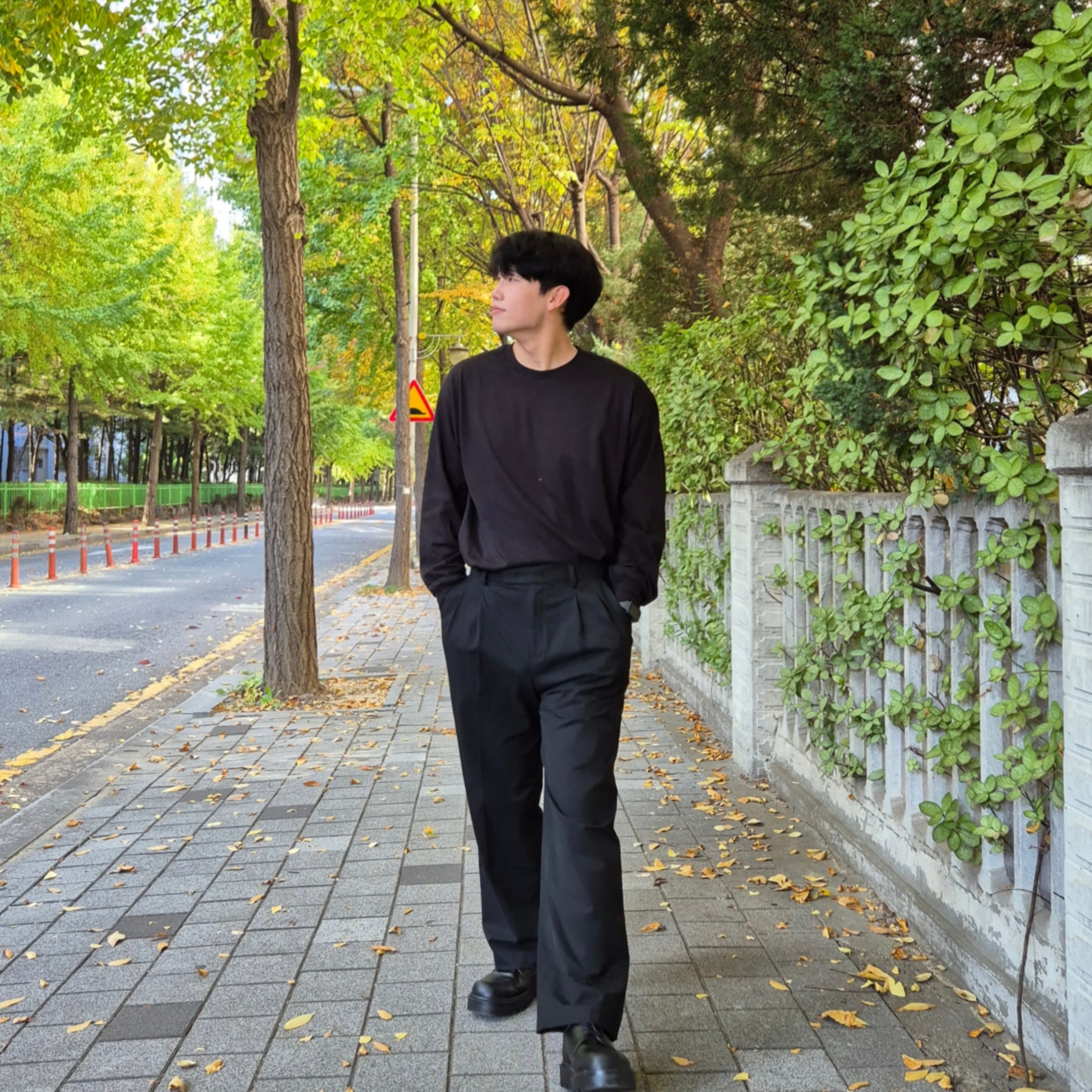 AAA Heavy Cotton 1304 Long Sleeve T-Shirt White Black (2Pack) 착용 스타일 - 3