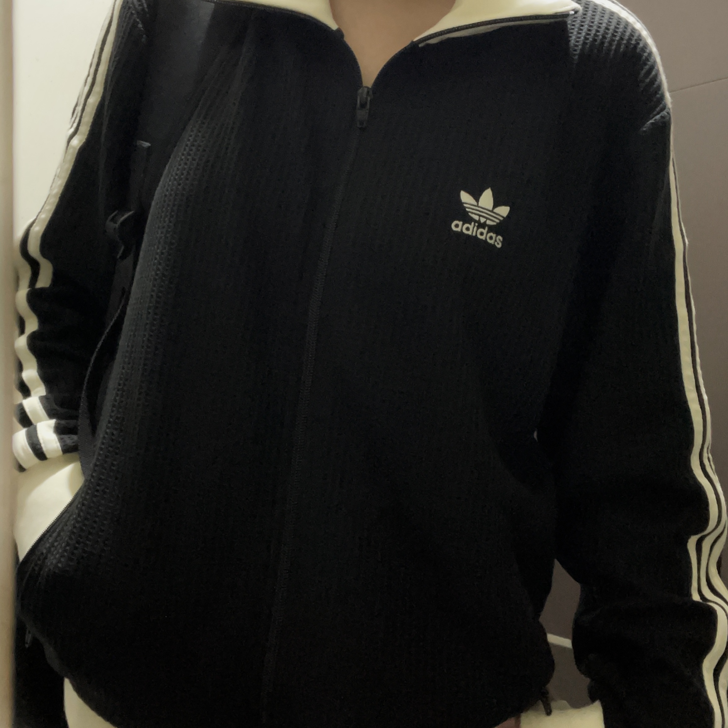 Adidas Waffle Beckenbauer Track Top Black - KR Sizing 착용 스타일 - 1