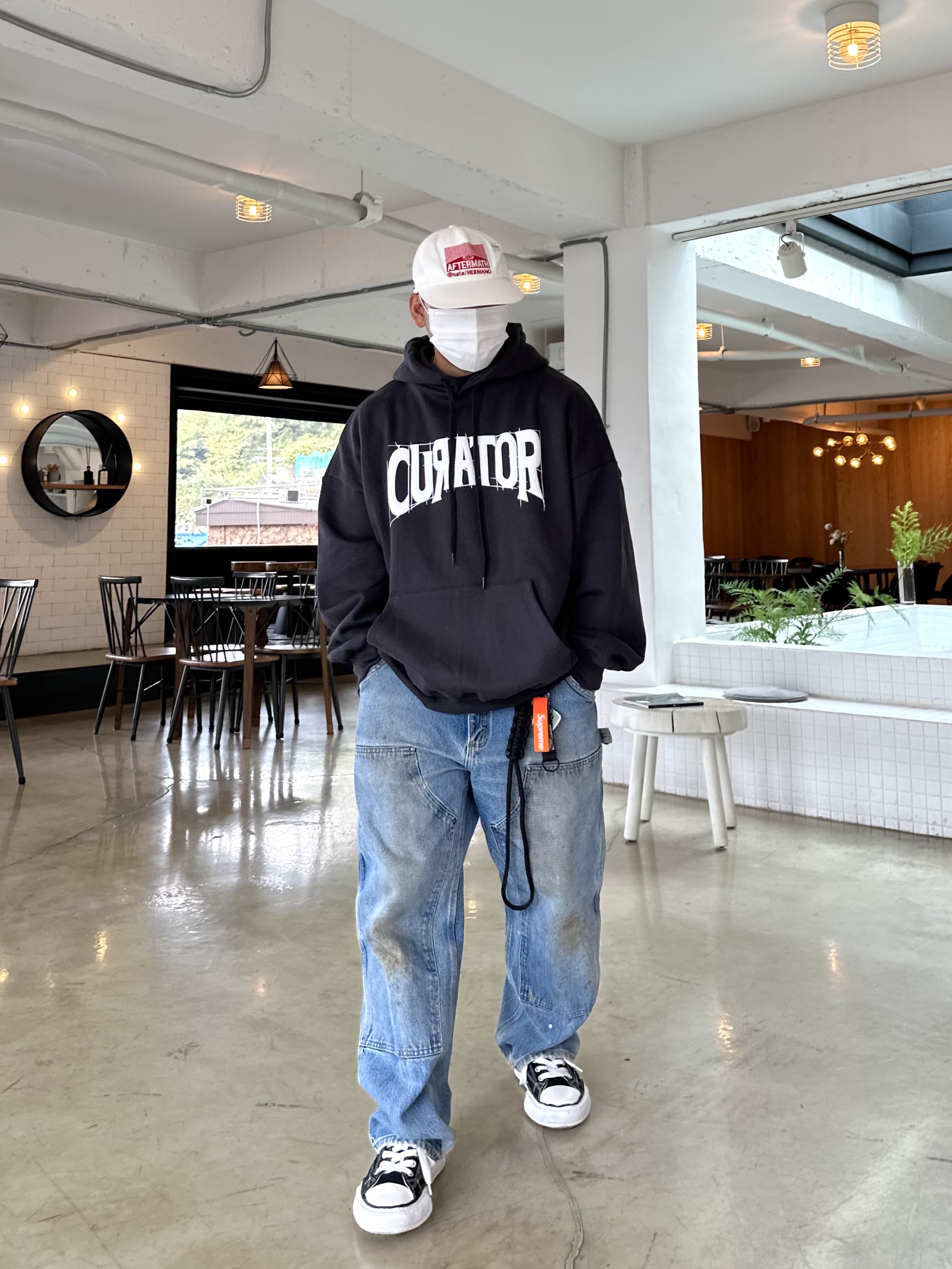 Maison Mihara Yasuhiro Peterson OG Sole Canvas Low Sneakers Black 착용 스타일 - 2