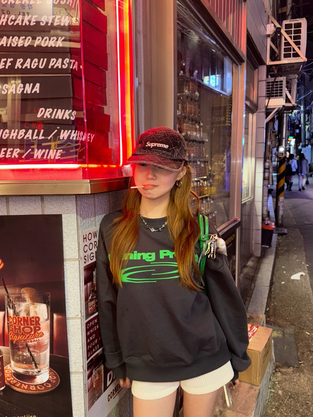 Supreme Punched Denim Camp Cap Black - 23FW 착용 스타일 - 2