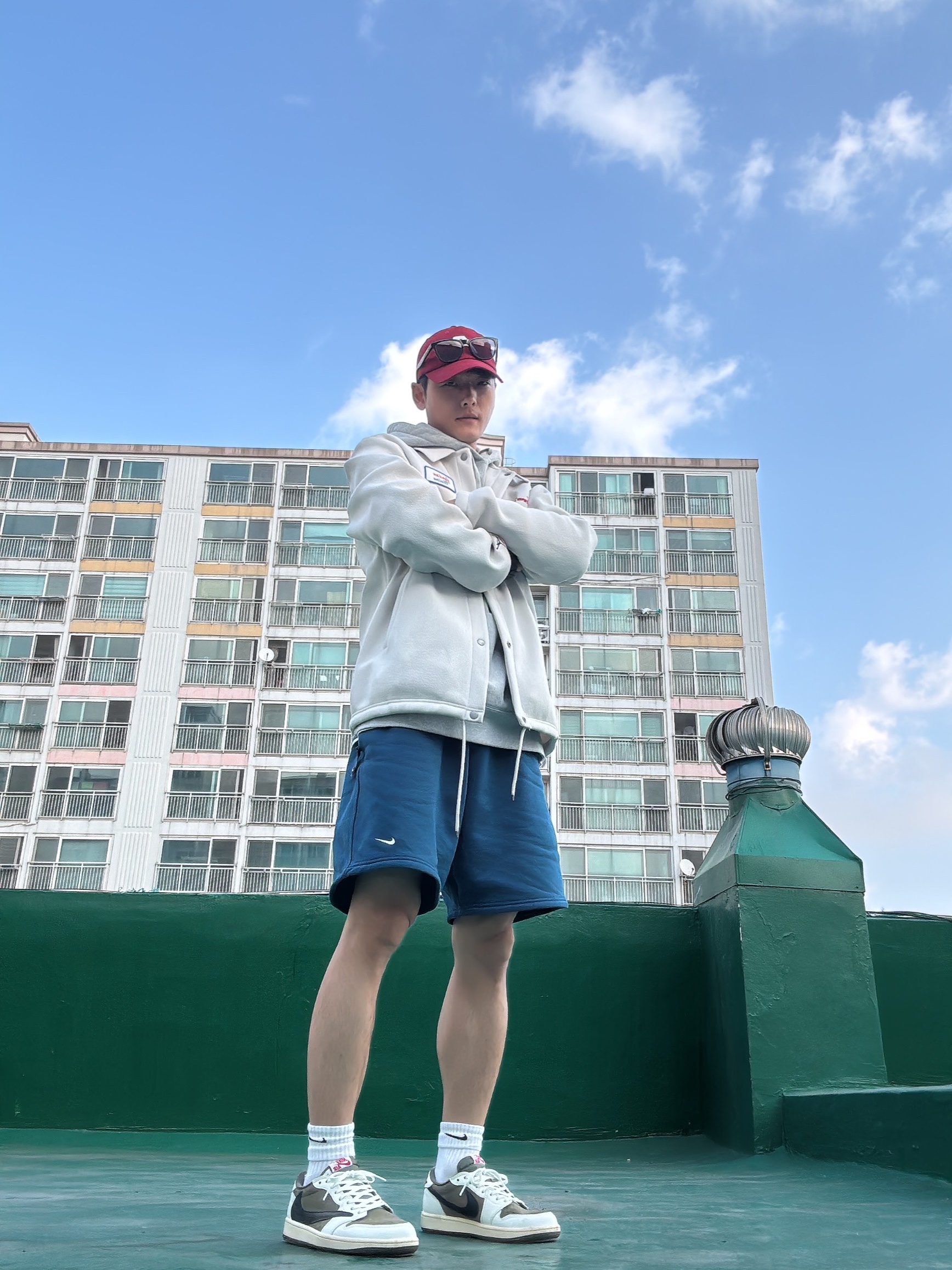 Palace Canvas P 6-Panel Burgundy - 21FW, Jordan x Union Coaches Jacket Bone 착용 스타일 - 3