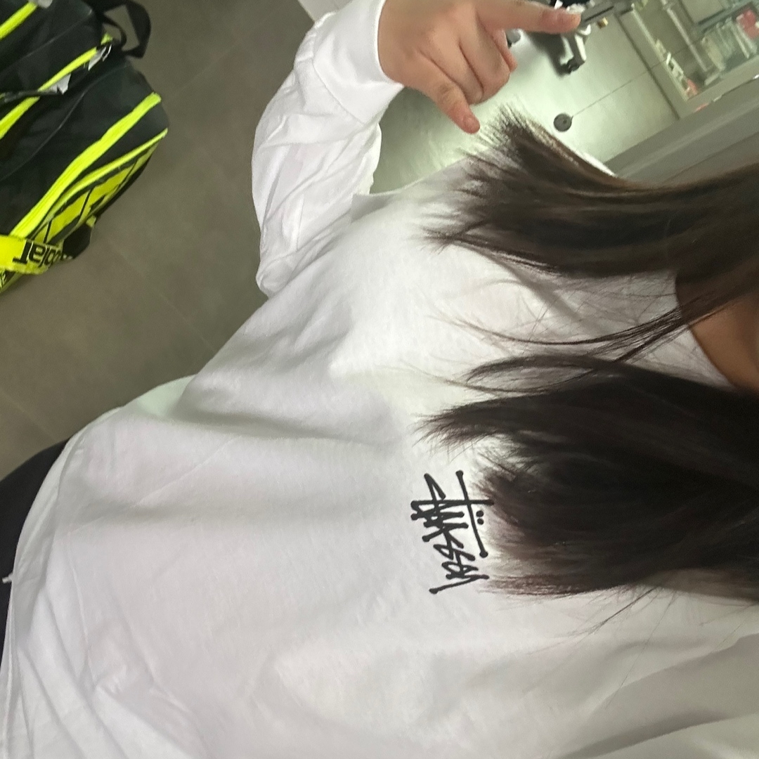 Stussy Basic Stussy LS T-Shirt White 착용 스타일