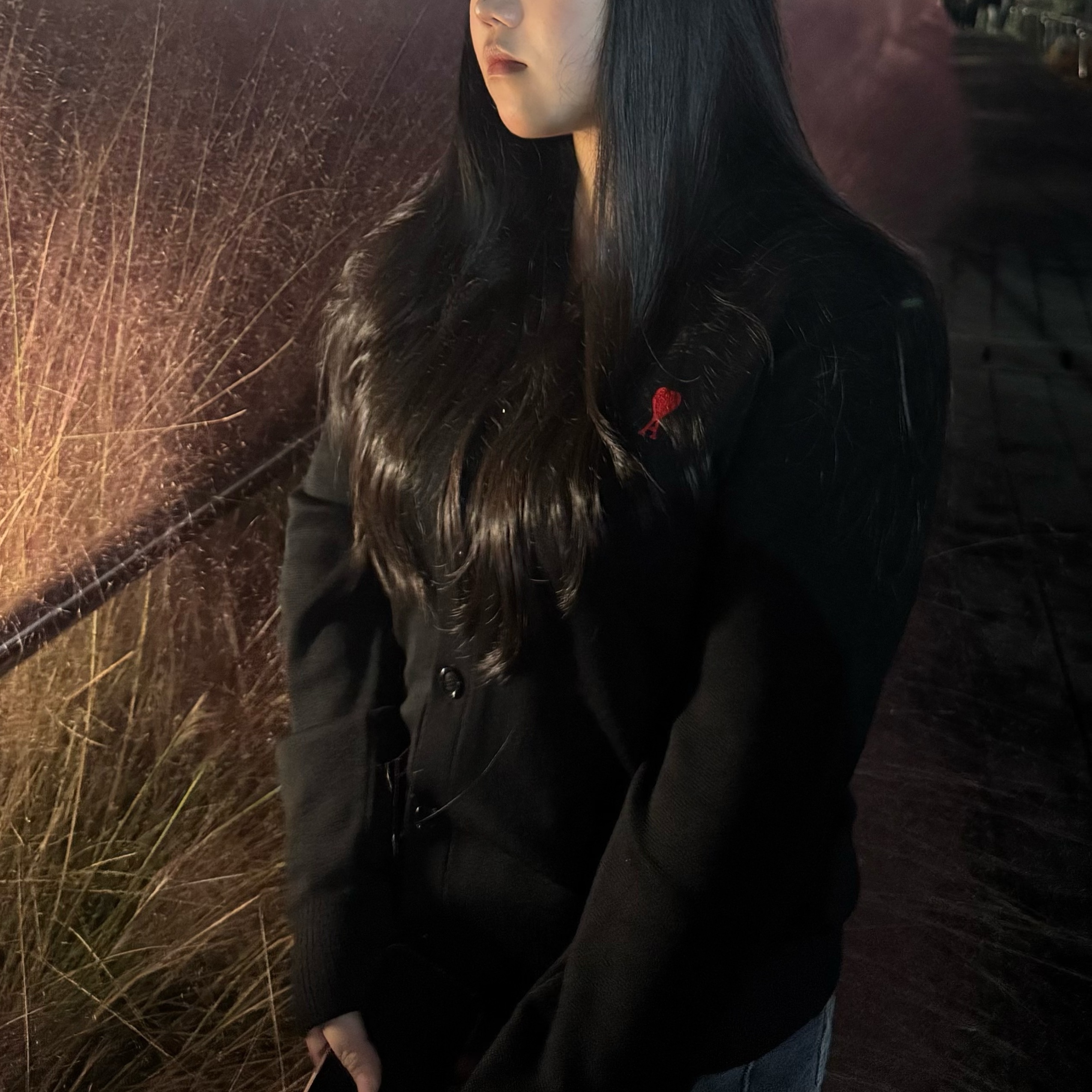 AMI de Coeur Wool Cardigan Black 착용 스타일