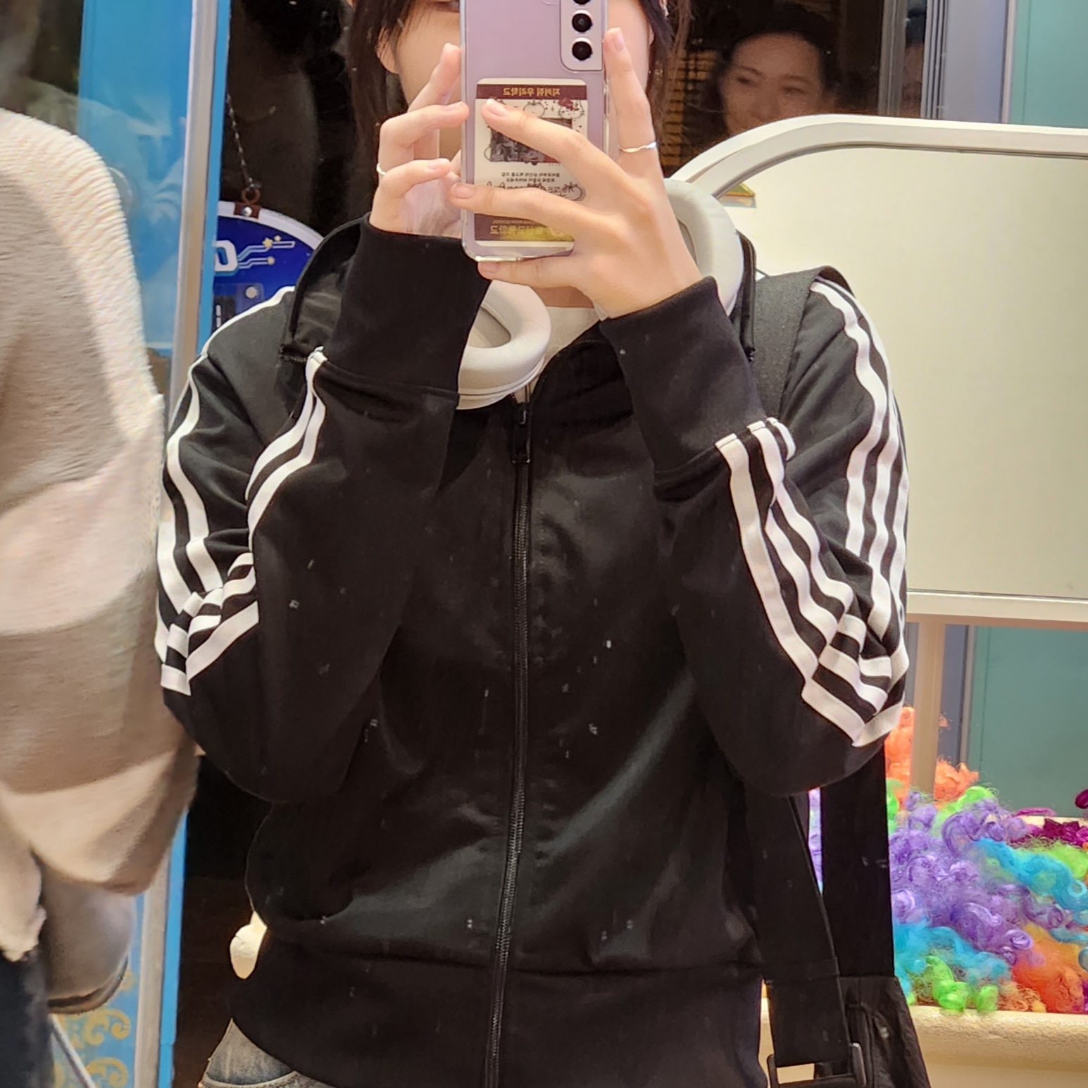 (W) Adidas Adicolor Classic Firebird Track Top Black - KR Sizing 착용 스타일 - 3
