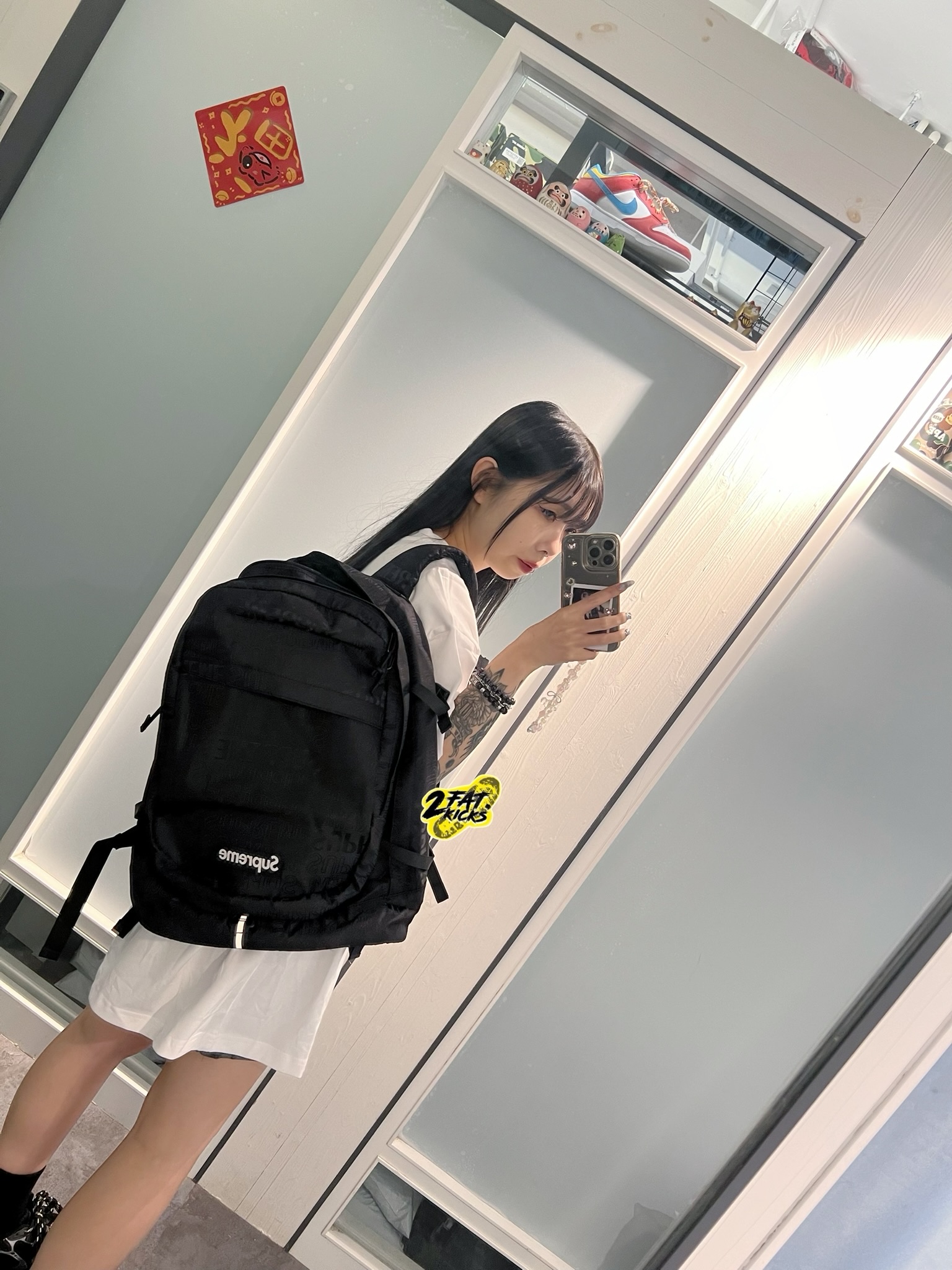 Supreme Backpack Black - 19SS 착용 스타일 - 1