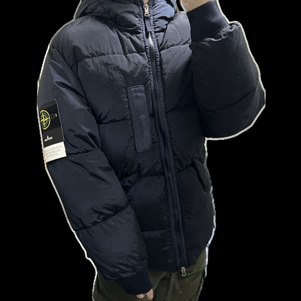 Stone Island 43619 Nylon Metal Econyl Regenerated Nylon Down Jacket Navy Blue - 22FW 착용 스타일