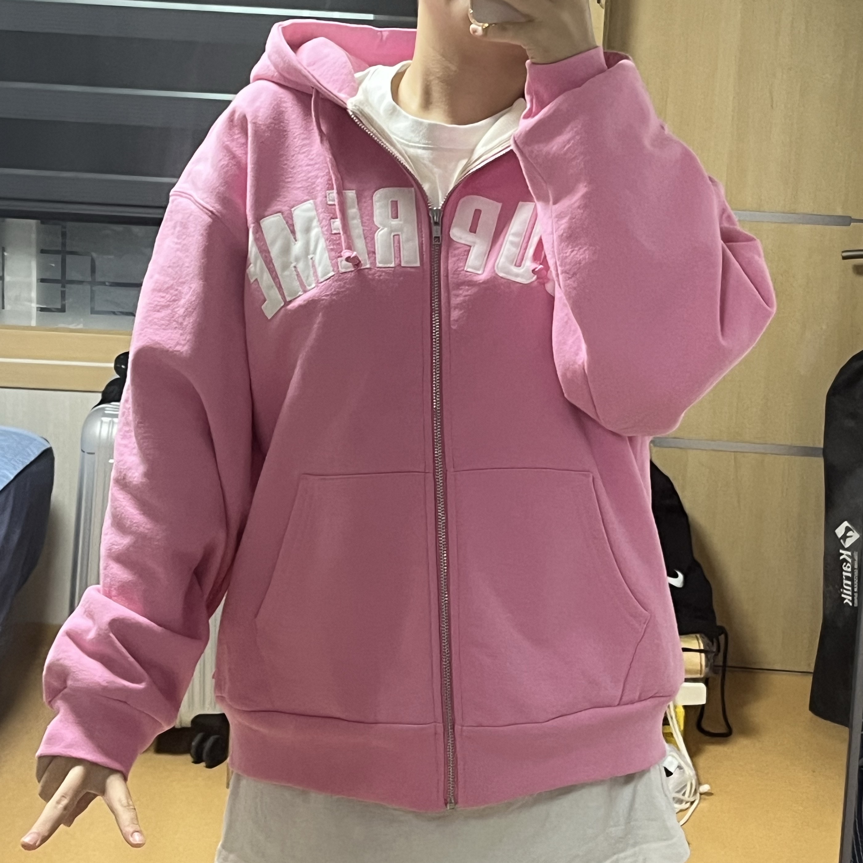 Supreme Arc Thermal Lined Zip Up Hooded Sweatshirt Pink - 24FW 착용 스타일