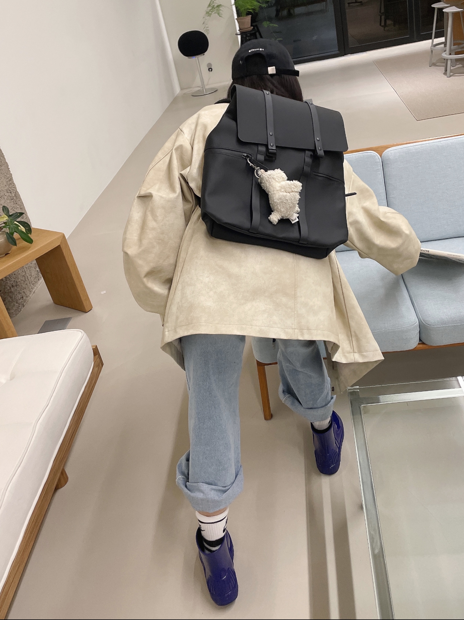 Acne Studios Mohair Checked Muffler Beige Yellow, (W) UGG Classic Chillapeak Burnt Cedar 착용 스타일 - 6