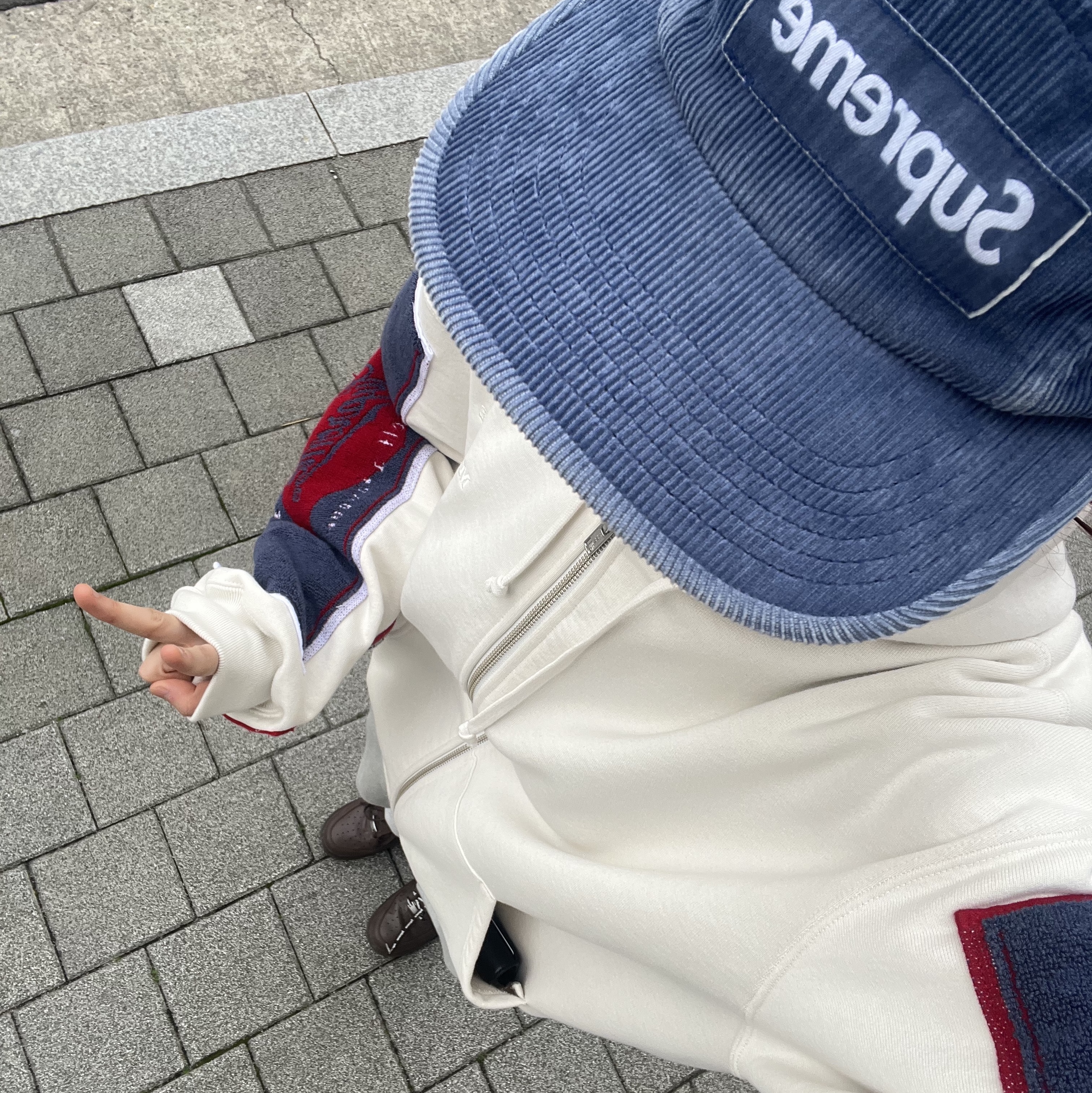 Supreme x Martine Rose Towel Zip Up Hooded Sweatshirt White - 24FW 착용 스타일 - 1