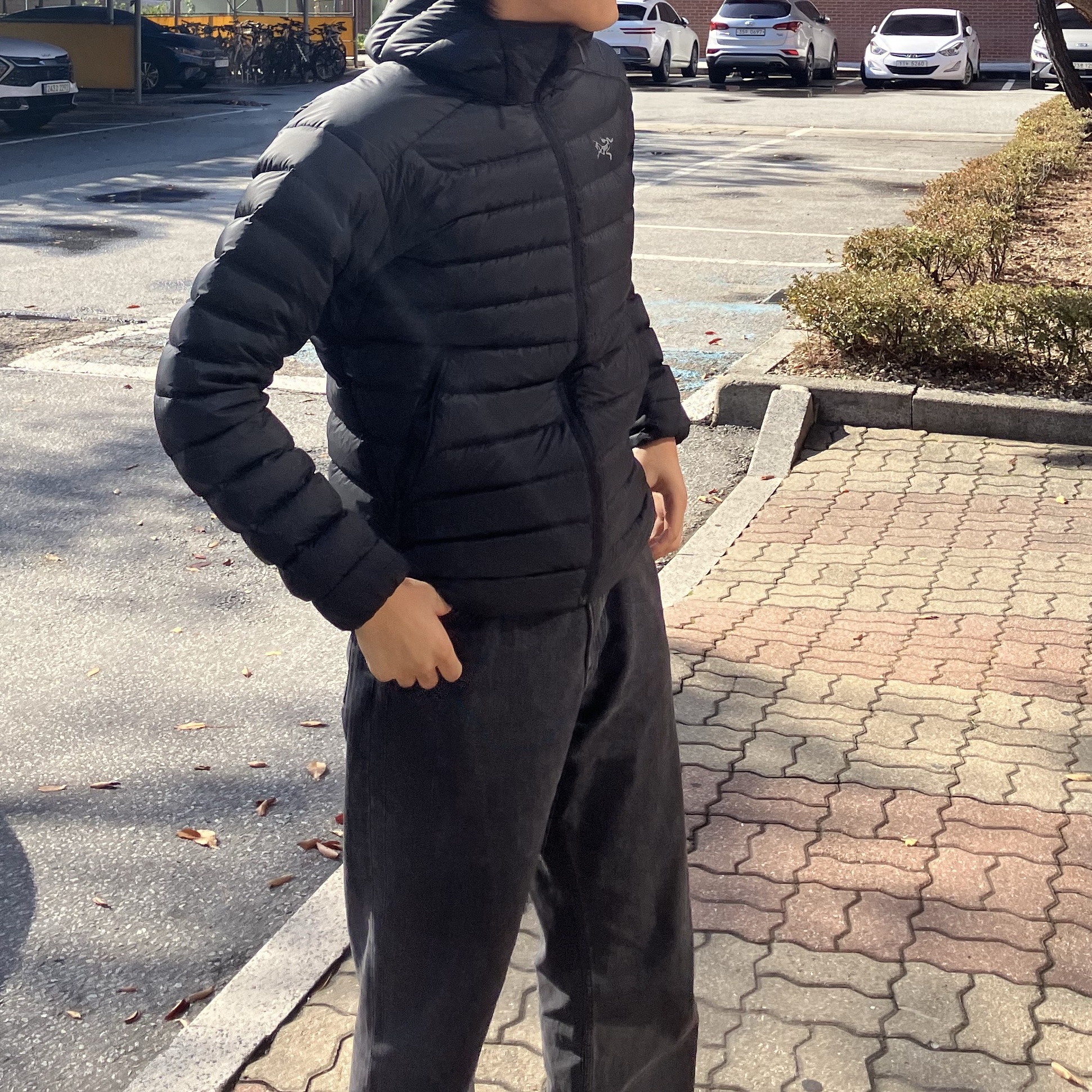 Arc'teryx Cerium Hoody Black 착용 스타일