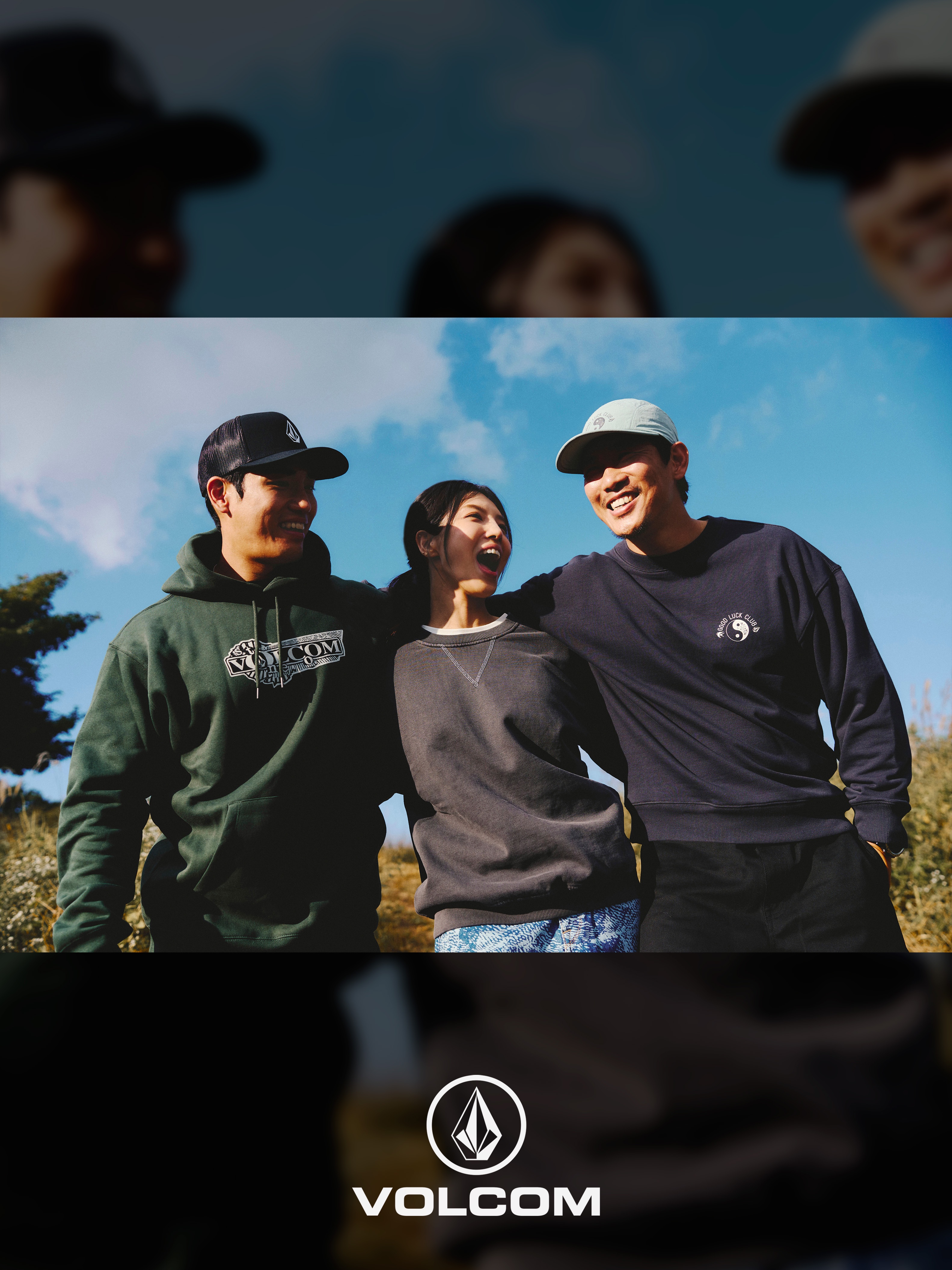 Volcom Good Luck Club Camp Cap Light Mint, Volcom Good Luck Club Overfit Crew Dark Charcoal 착용 스타일 - 1