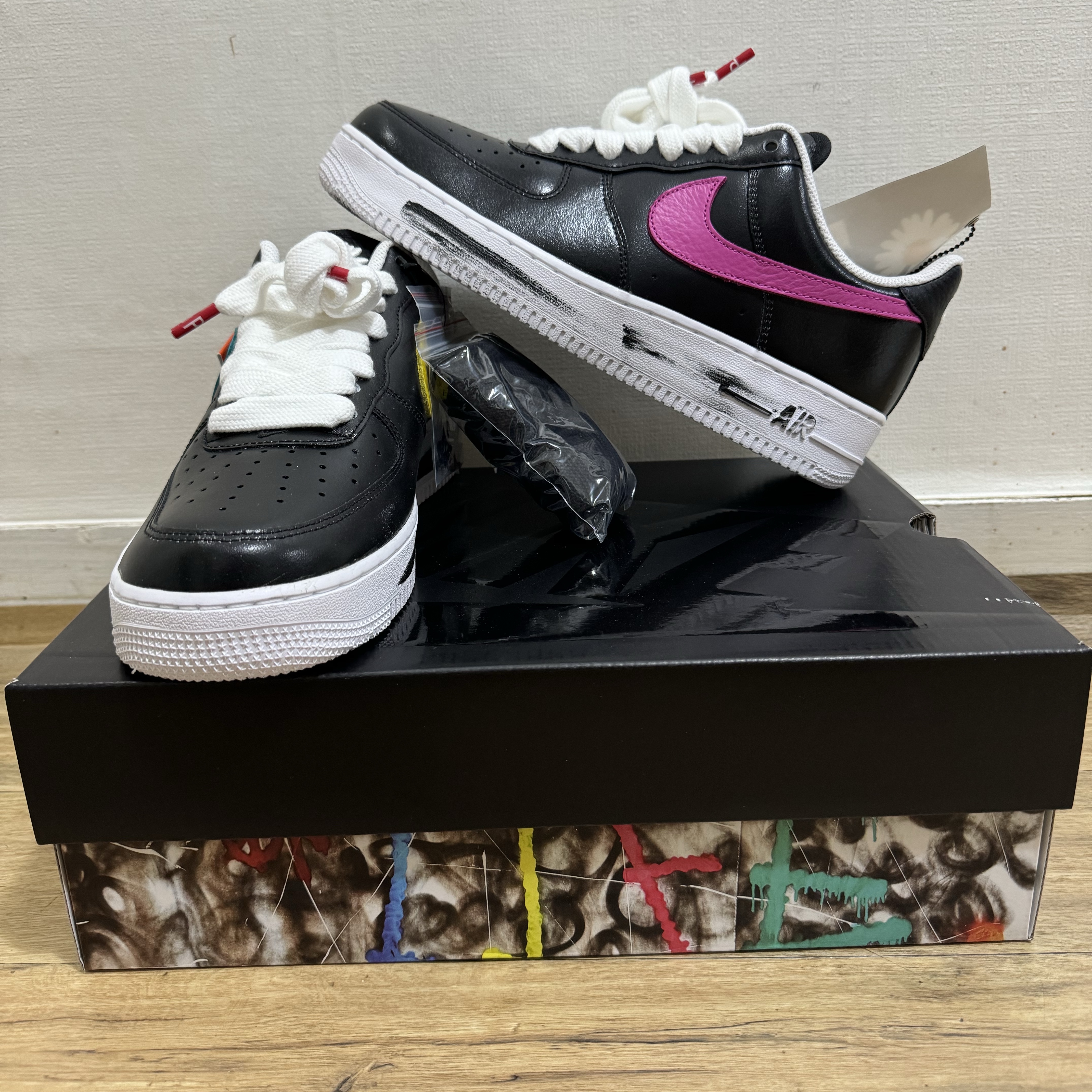 Nike x Peaceminusone Air Force 1 Low Para-Noise 3.0 Black and Multicolor 착용 스타일