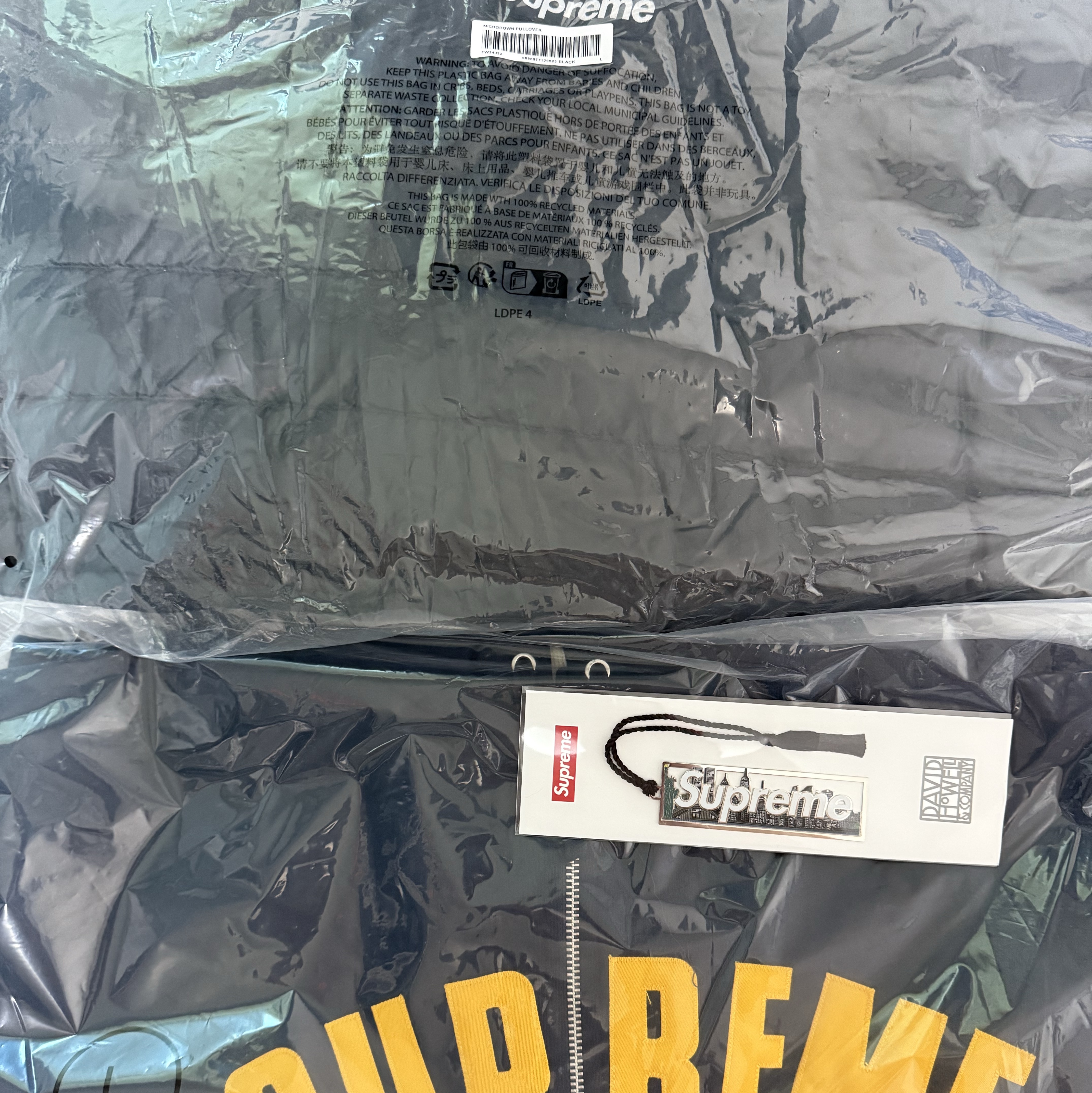 Supreme Micro Down Half Zip Hooded Pullover Black - 24FW, Supreme Arc Thermal Lined Zip Up Hooded Sweatshirt Navy - 24FW 착용 스타일