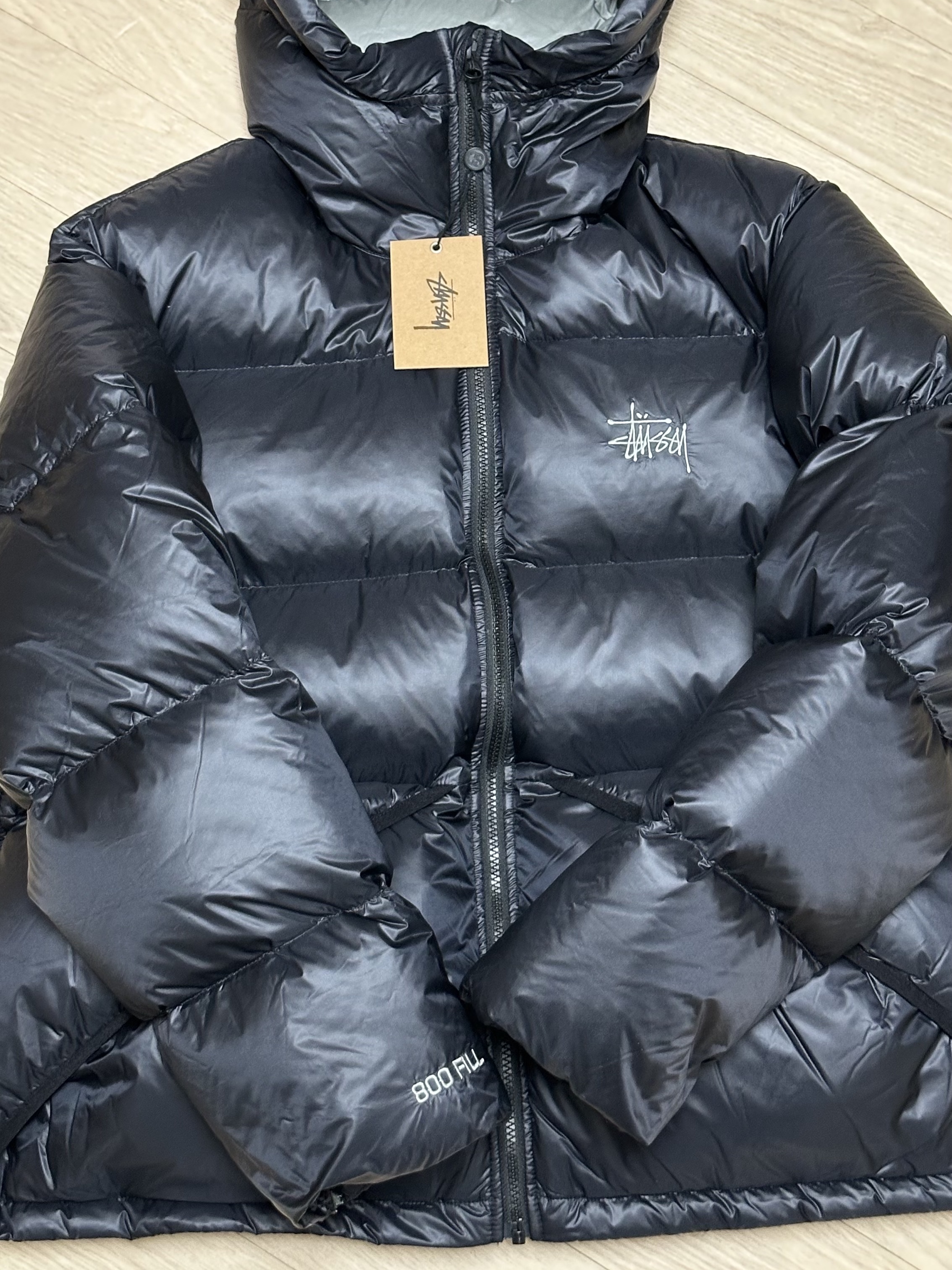 Stussy Down Parka Micro Ripstop Phantom Black 착용 스타일 - 1