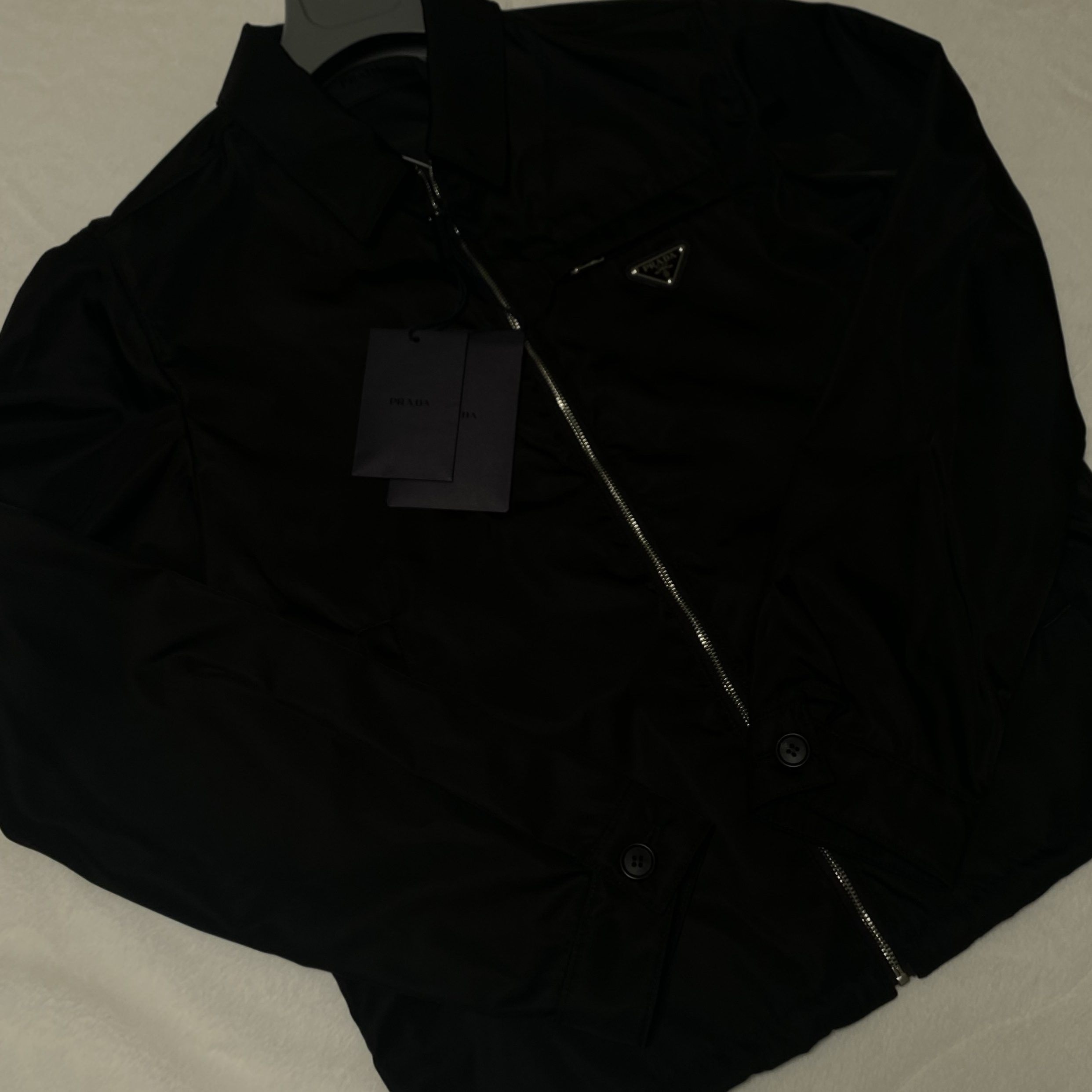Prada Re-Nylon Zip Up Gabardine Blouson Jacket Black 착용 스타일