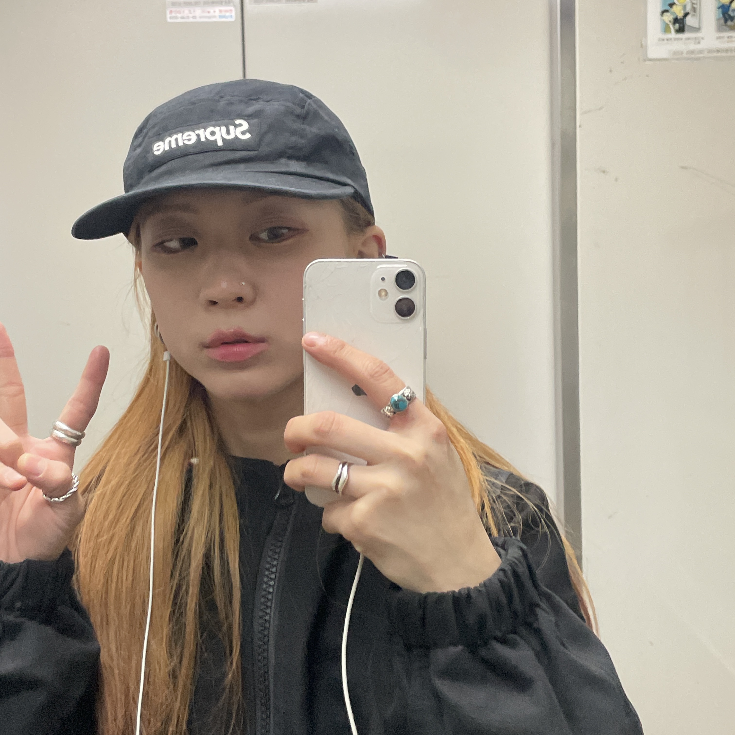 Supreme Washed Chino Twill Camp Cap Black - 24SS 착용 스타일