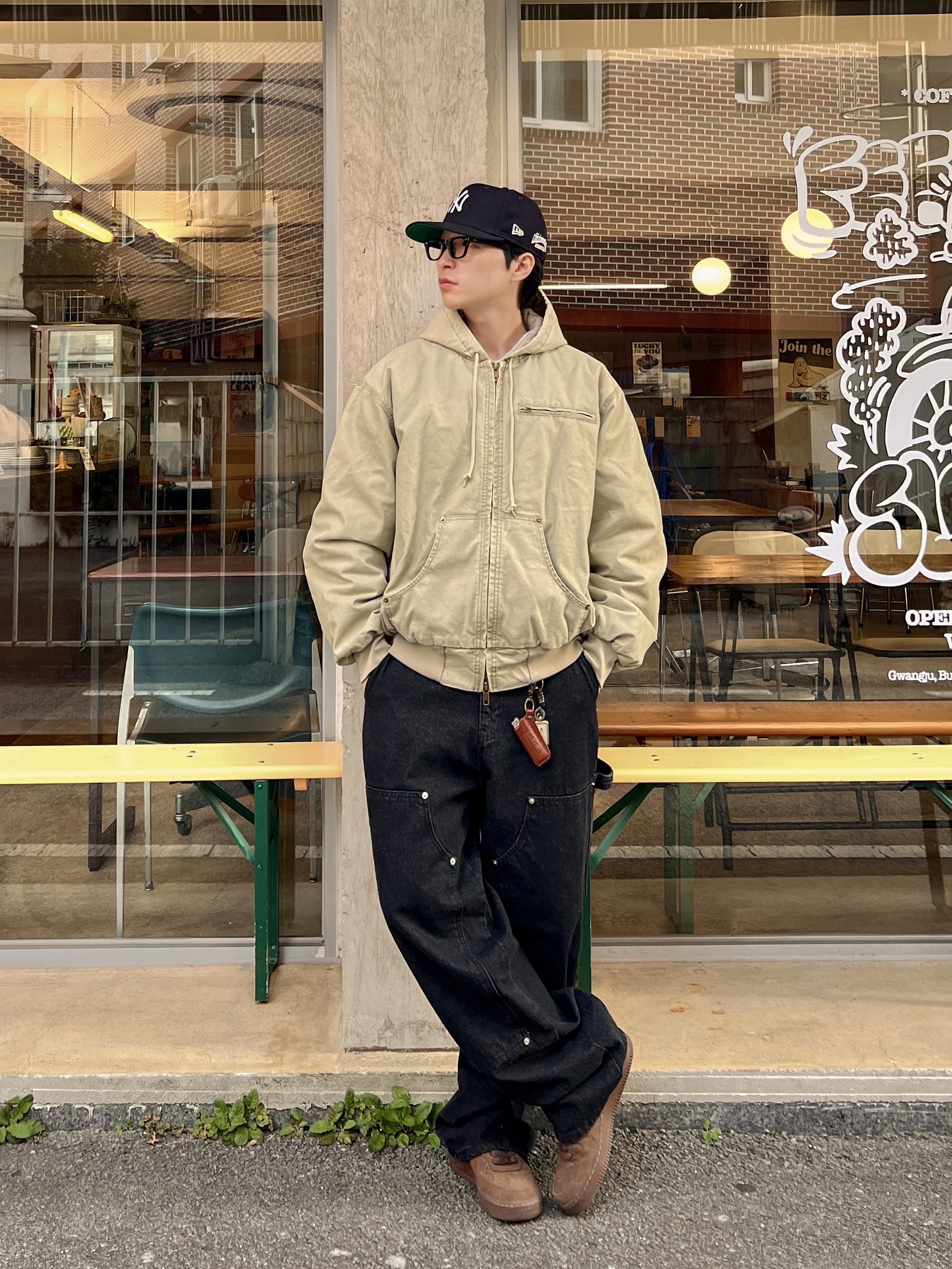 (W) Nike Air Force 1 '07 Cacao Wow, Thisisneverthat x New Era x MLB New York Yankees 59Fifty Classic Navy 착용 스타일 - 1