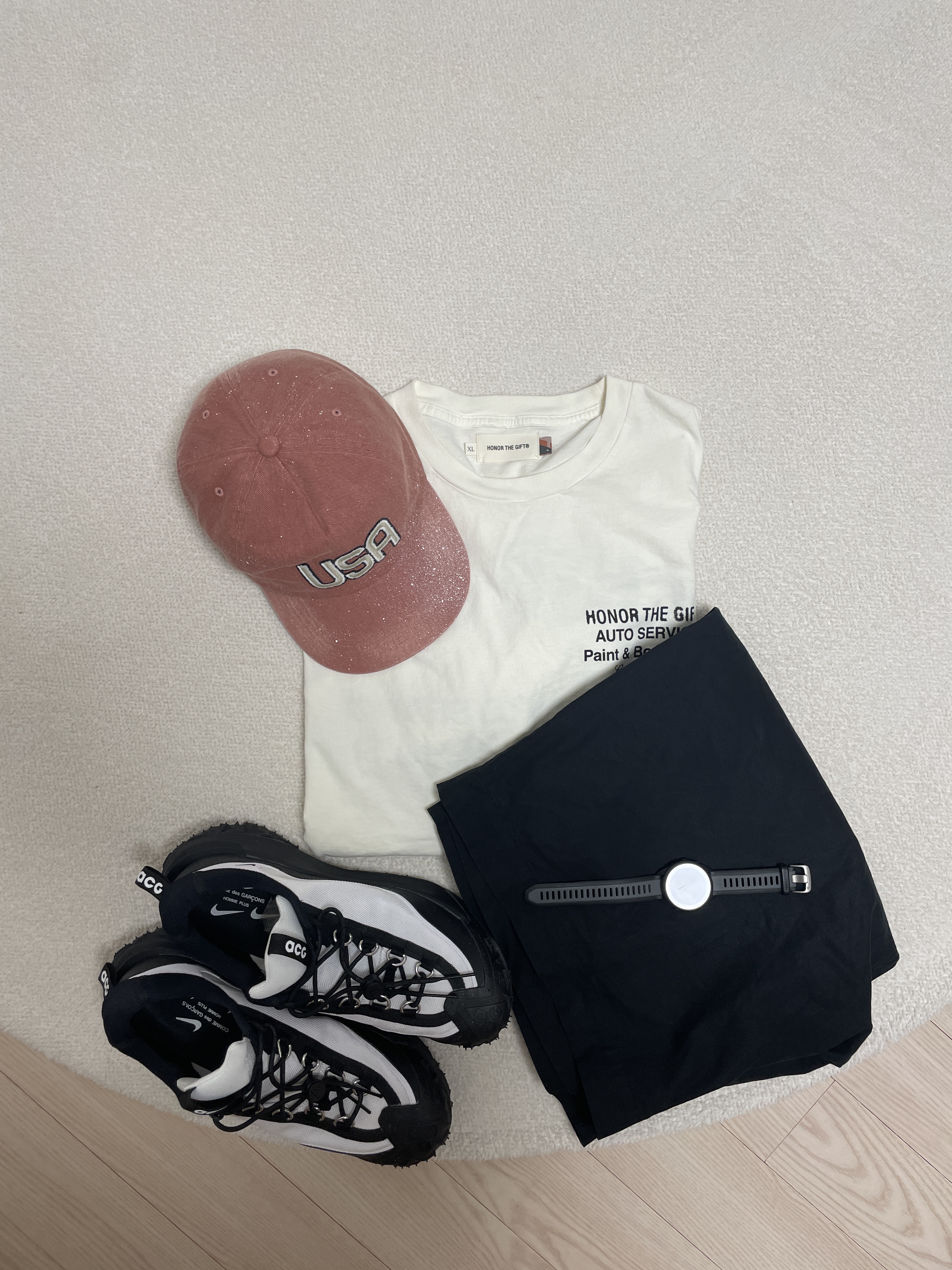 Nike x Comme des Garcons Homme Plus ACG Mountain Fly 2 Low Black White 착용 스타일 - 7