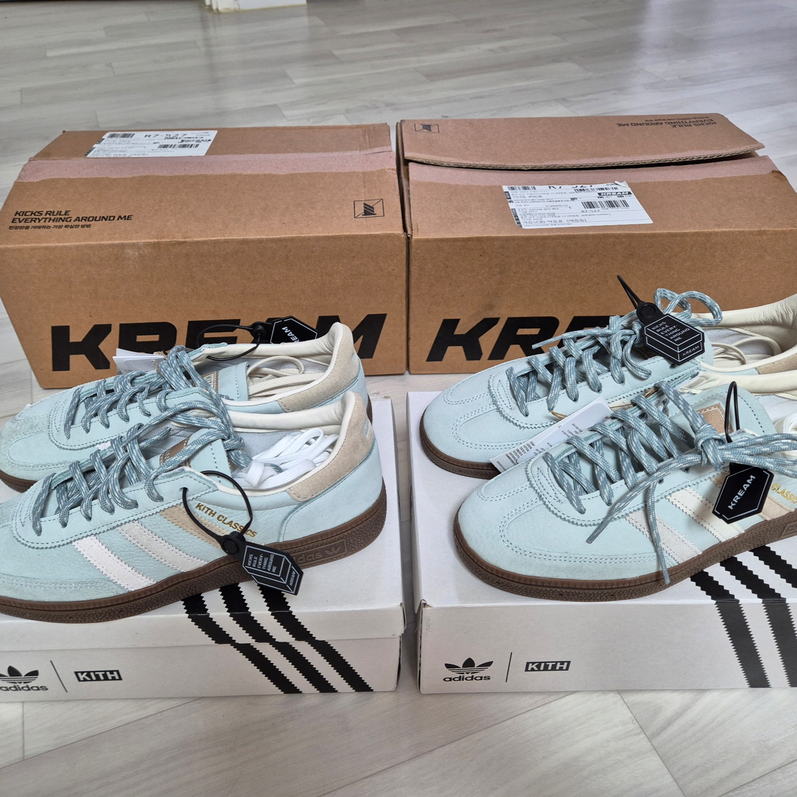 Adidas x Kith Spezial Handbal Amazon Green 착용 스타일 - 1