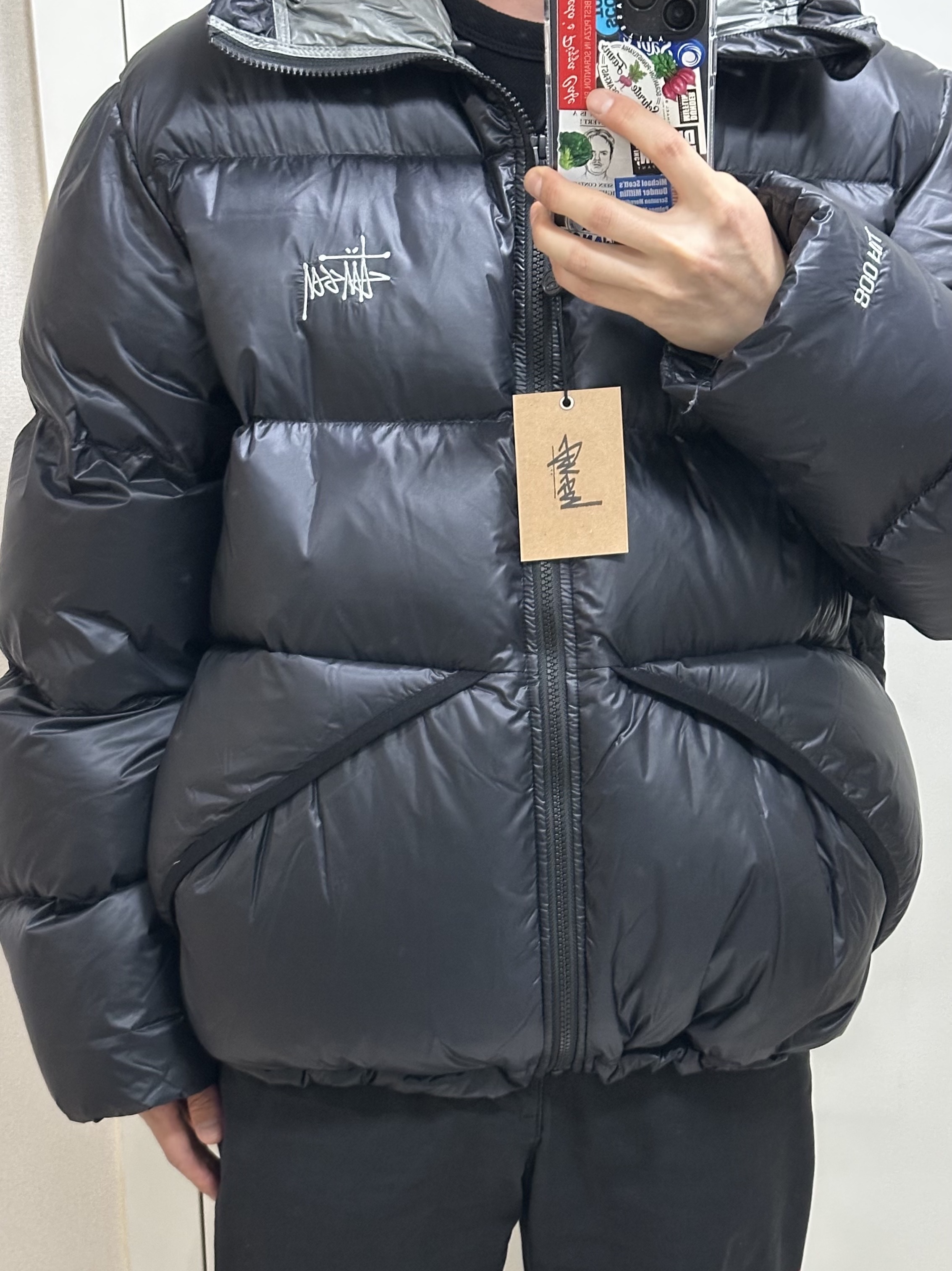 Stussy Down Parka Micro Ripstop Phantom Black 착용 스타일 - 2