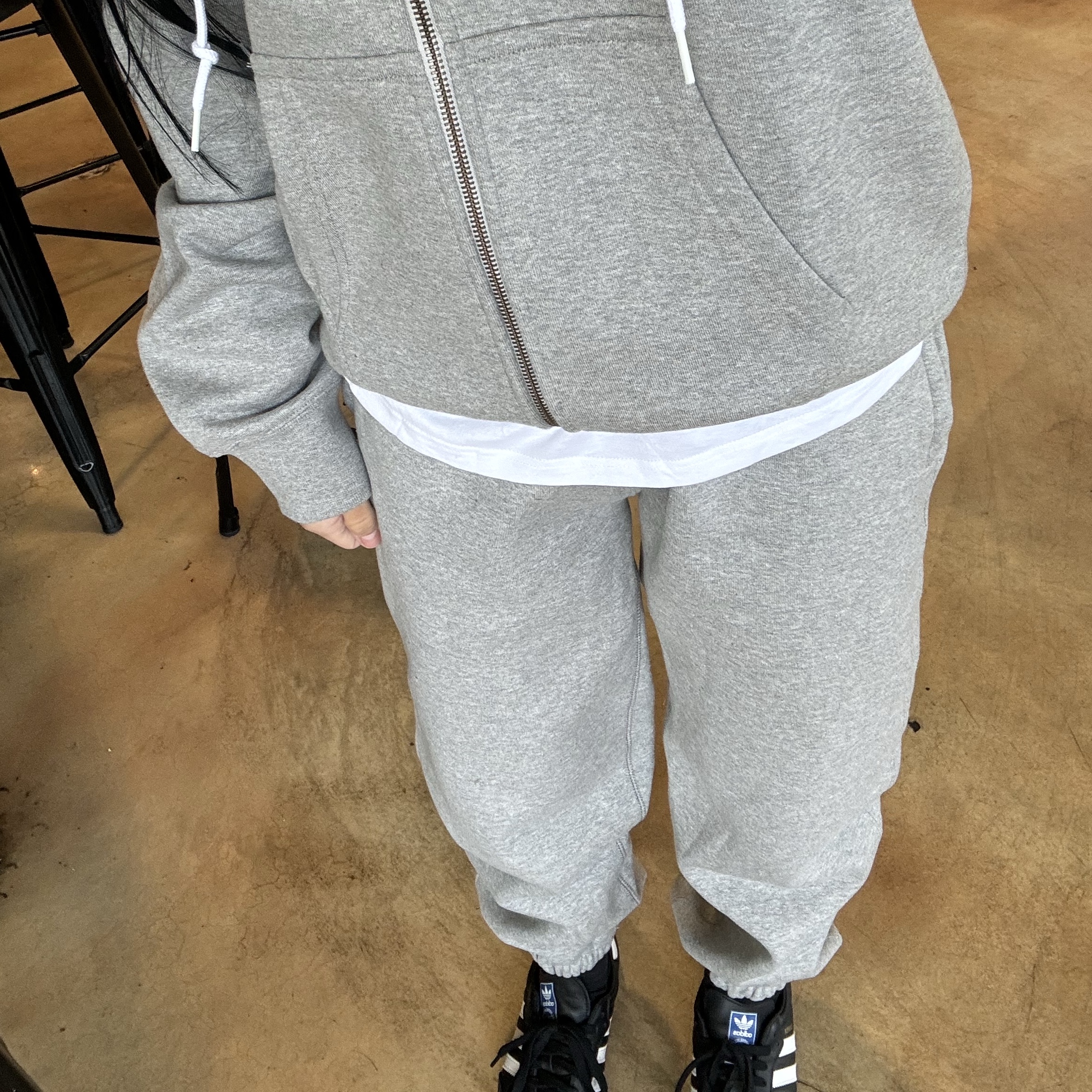 Nike NRG Solo Swoosh Full Zip Hoodie Dark Grey Heather - Asia, (W) Nike NRG Solo Swoosh Fleece Pants Dark Grey Heather - Asia 착용 스타일