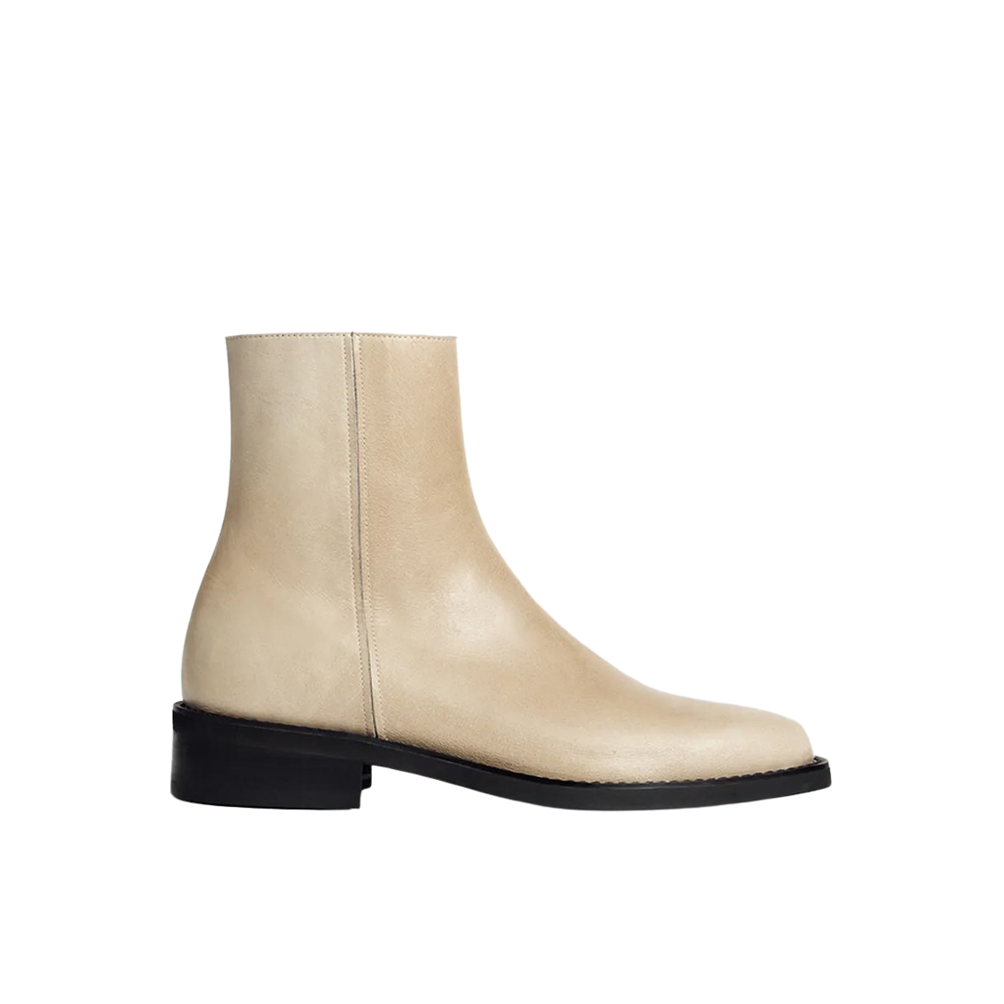 로맨틱 무브 미니멀 스퀘어 토 집업 부츠 크랙 아이보리(Romantic Move Minimal Square Toe Zip Up Boots Crack Ivory)