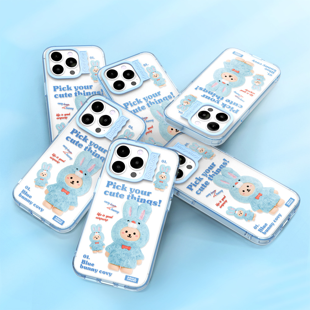 어프어프 블루 버니 코비 스카이블루 (웨이브라벨)(earpearp Blue Bunny Covy Sky Blue Wave Label Case) - 2